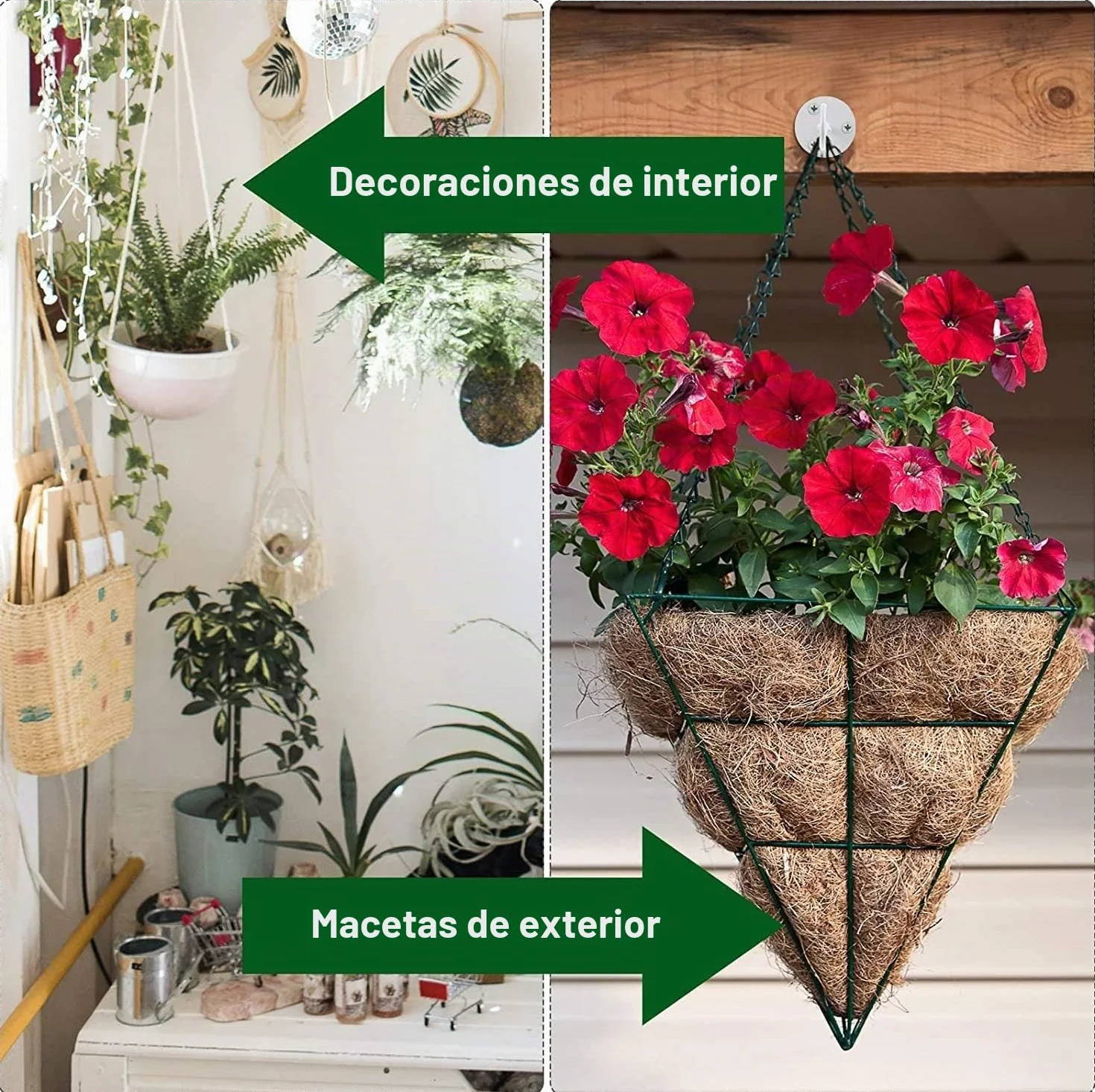 Voarge - Ganchos de techo de acero inoxidable (2 unidades, soporte de pared, para macetas, con tornillos para colgar comederos de pájaros, color blanco
