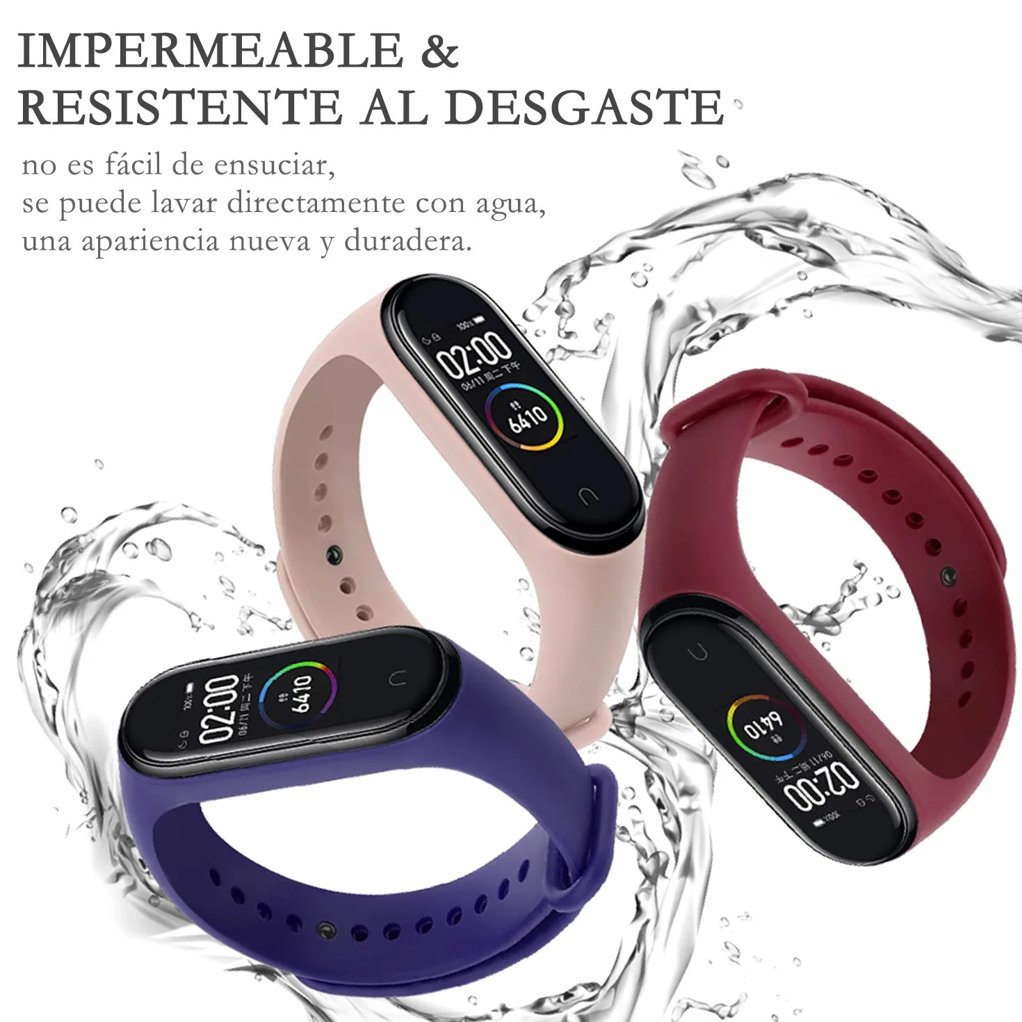 Correa Compatible con Xiaomi Mi Band 3/4, Pulsera de Silicona para Mi Fit Band 4 y Band 3