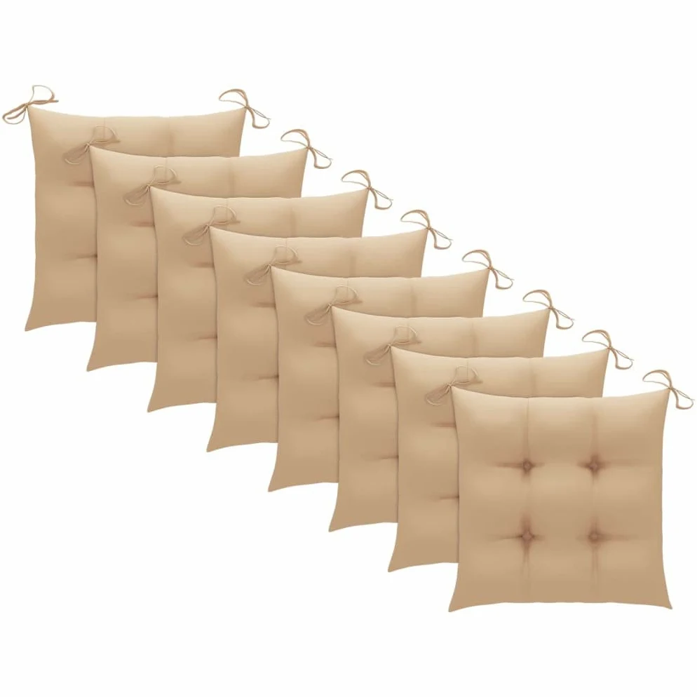 Juego de 8 sillas de jardín con cojines de madera maciza de acacia y acero inoxidable – Juego de sillas de jardín de madera de acacia con cojines para patio y jardín