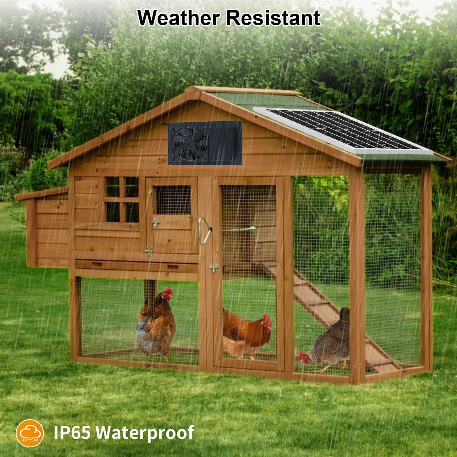 Ventilador de escape solar con batería y temporizador de 3H/6H, alta velocidad IP65 impermeable, ventilador de ventilación solar para gallinero, invernadero, casa de perro y cobertizo, bajo