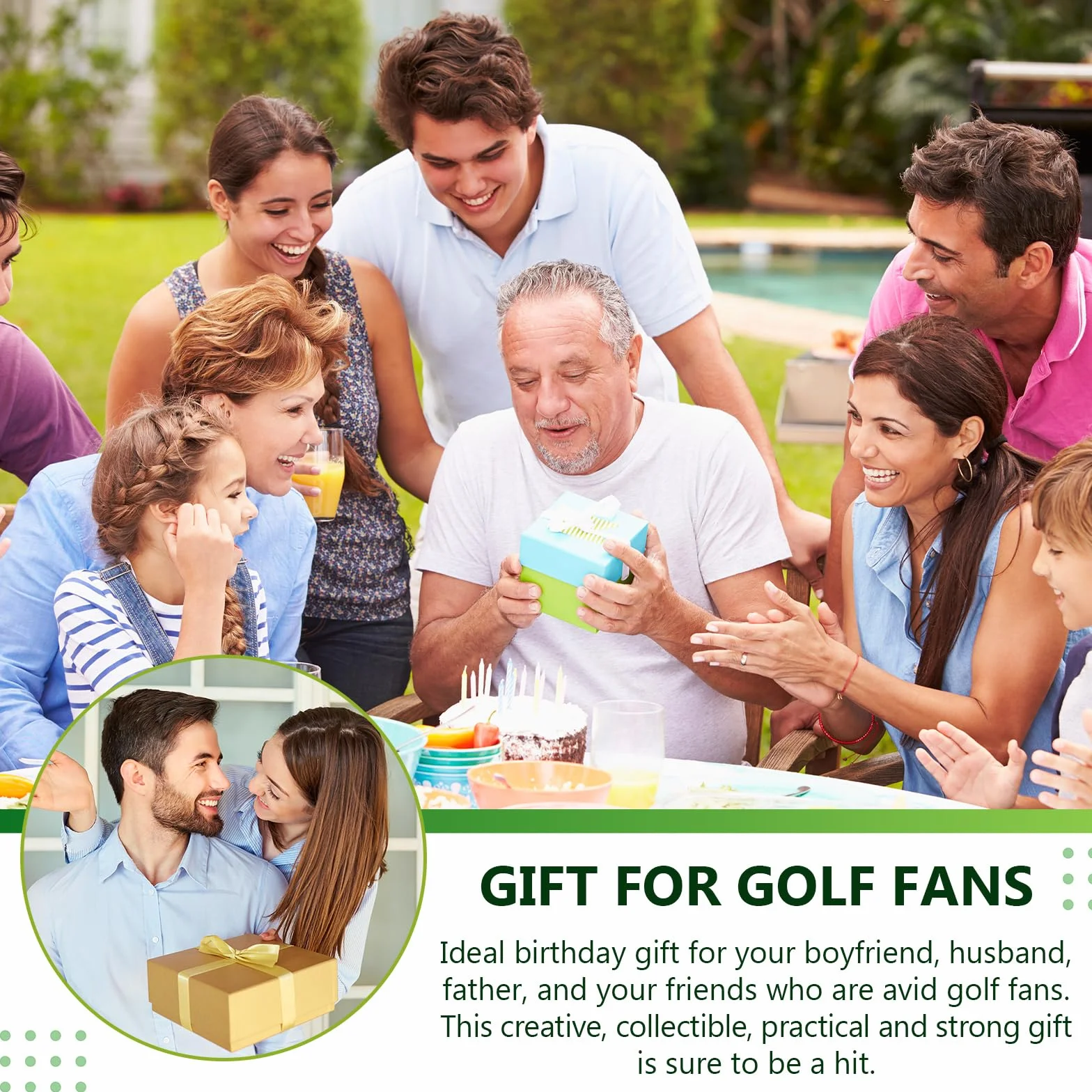 Threan 3 Piezas Juego de Regalo Pelota de Golf para Hombres Papás Tamaño Estándar