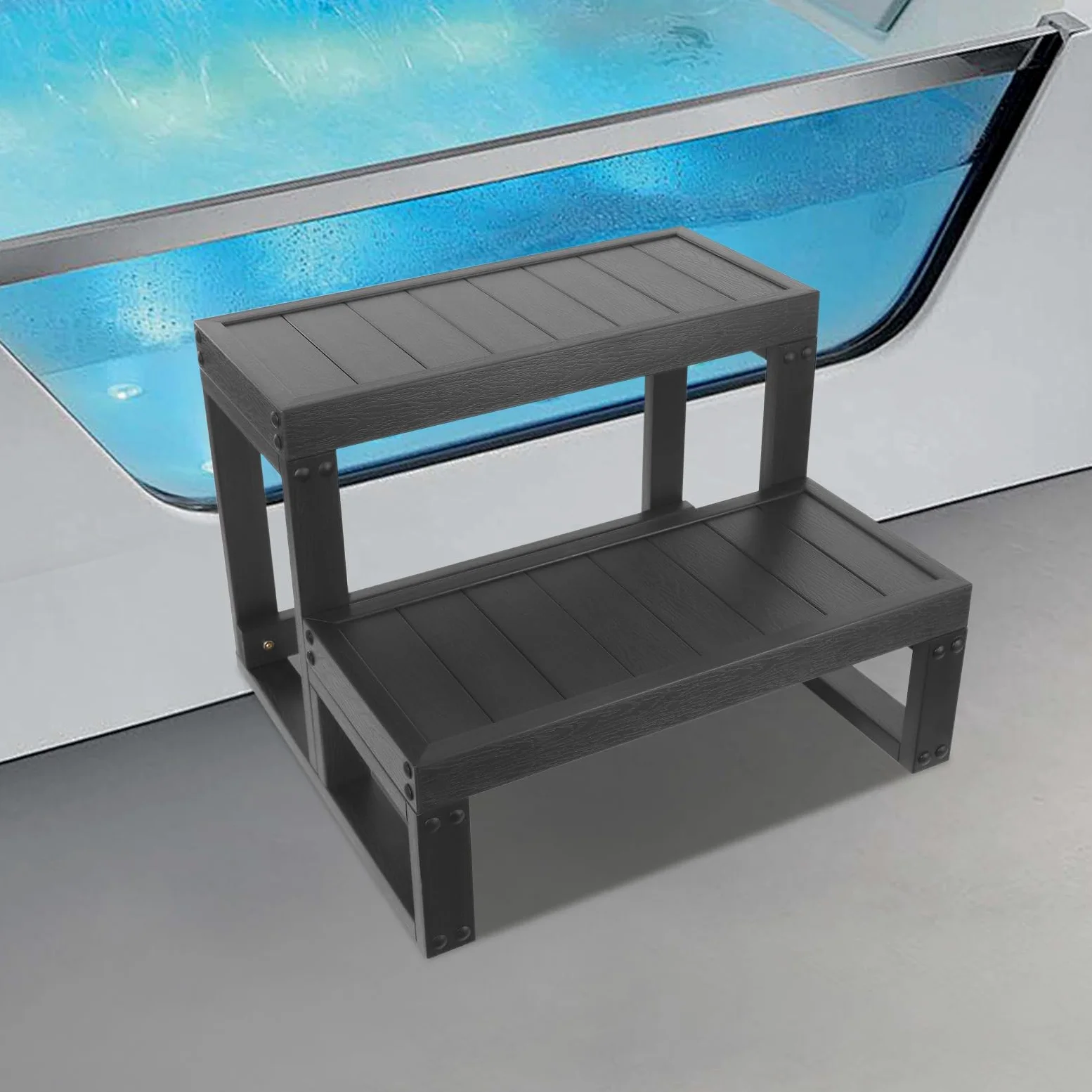 Peldaños para bañera de hidromasaje, escalones de spa de 60 x 54 x 42,3 cm, para bañeras de hidromasaje, bañeras domésticas, spas al aire libre, 60 x 54 x 42,3 cm