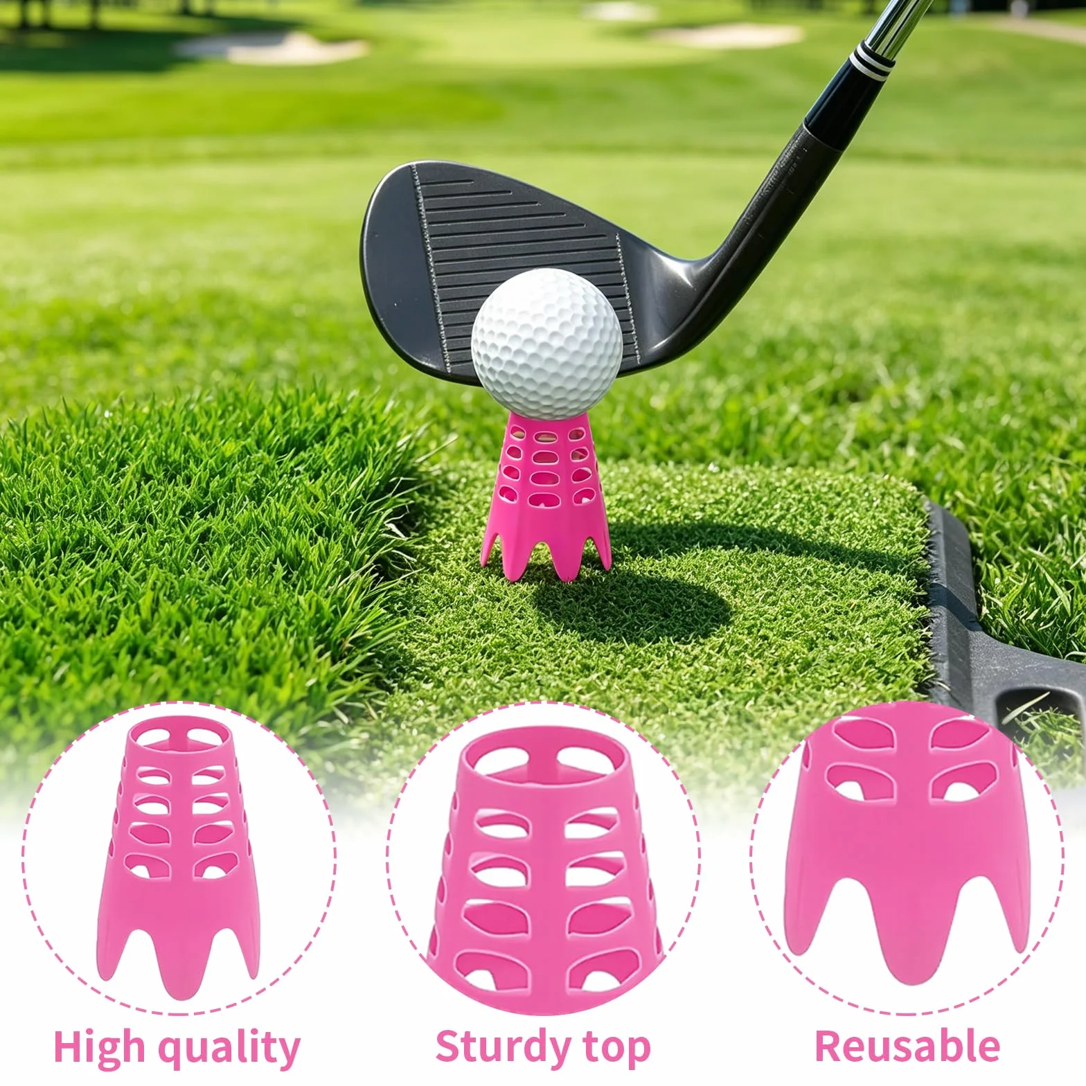 Tees Simulador Golf 27 Piezas, Tees de Golf de Plástico Ajustables en Altura, 2 Tamaños (18 Grandes + 9 Pequeños)