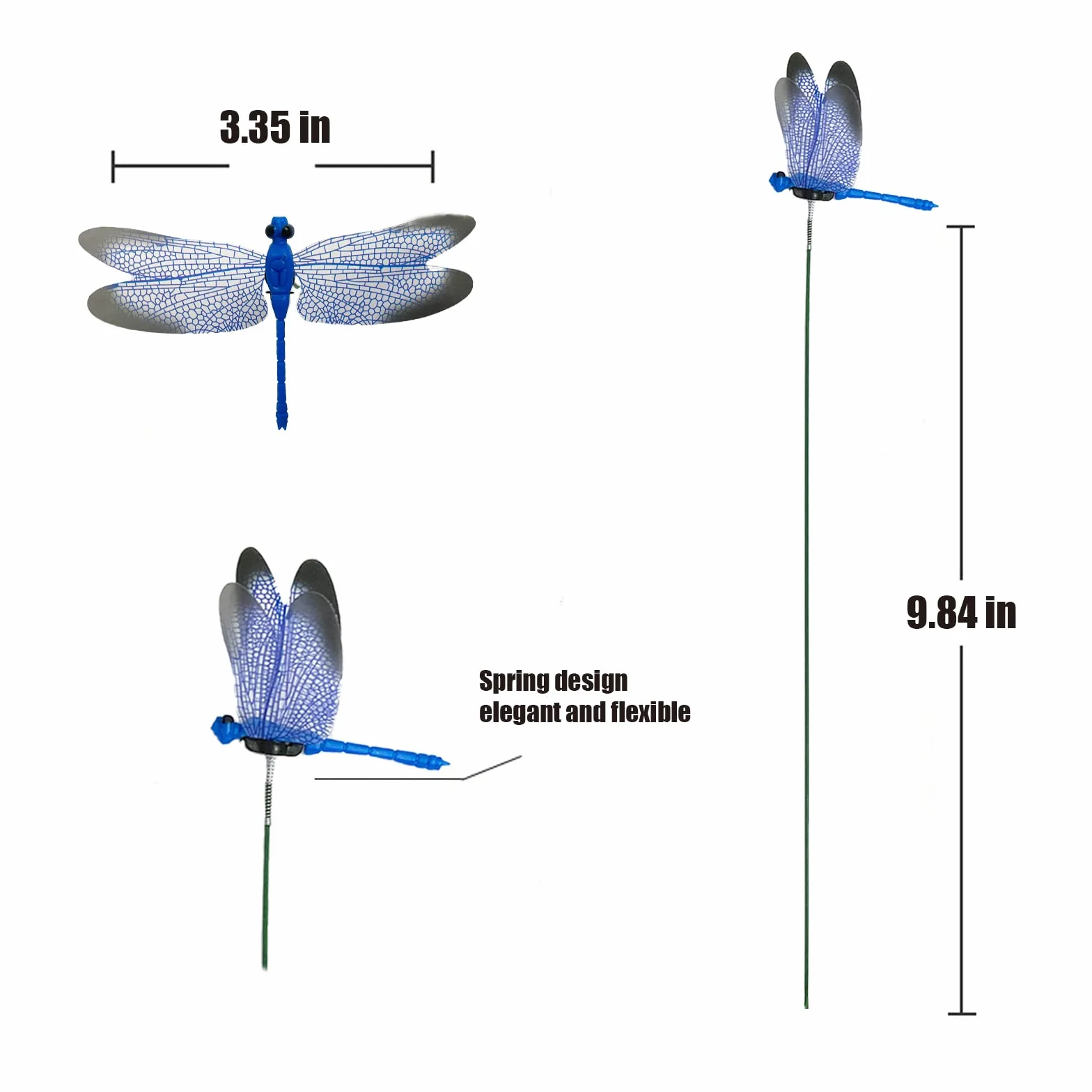 12 estacas de decoración de jardín de libélula – Púas florales de mosca de dragón falsa para decoración de tartas, libélulas – Mosca de dragón 3D para interiores y exteriores, regalo