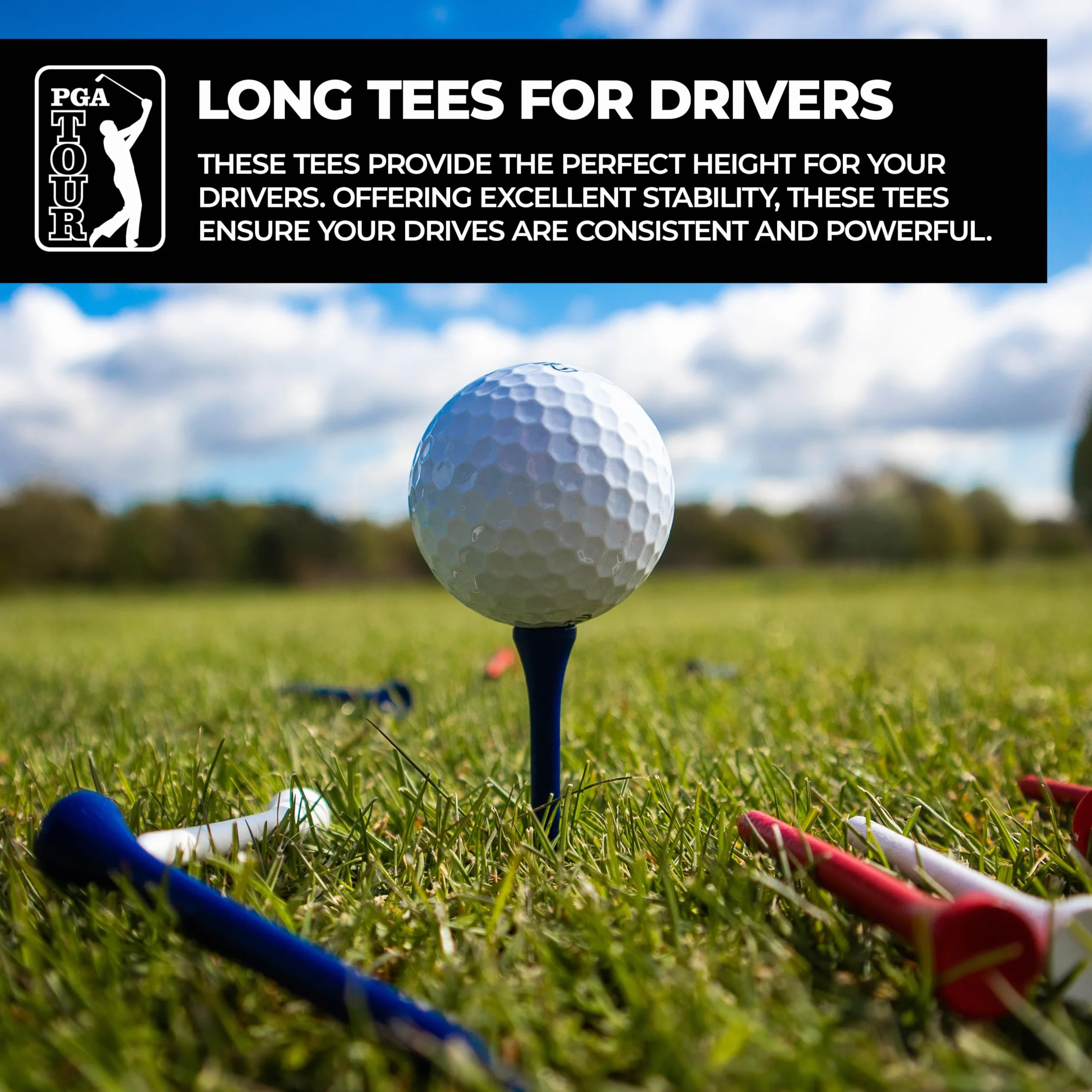 PGA Tour Tees de Golf 7 cm Madera Rojo/Blanco/Azul Paquete 100
