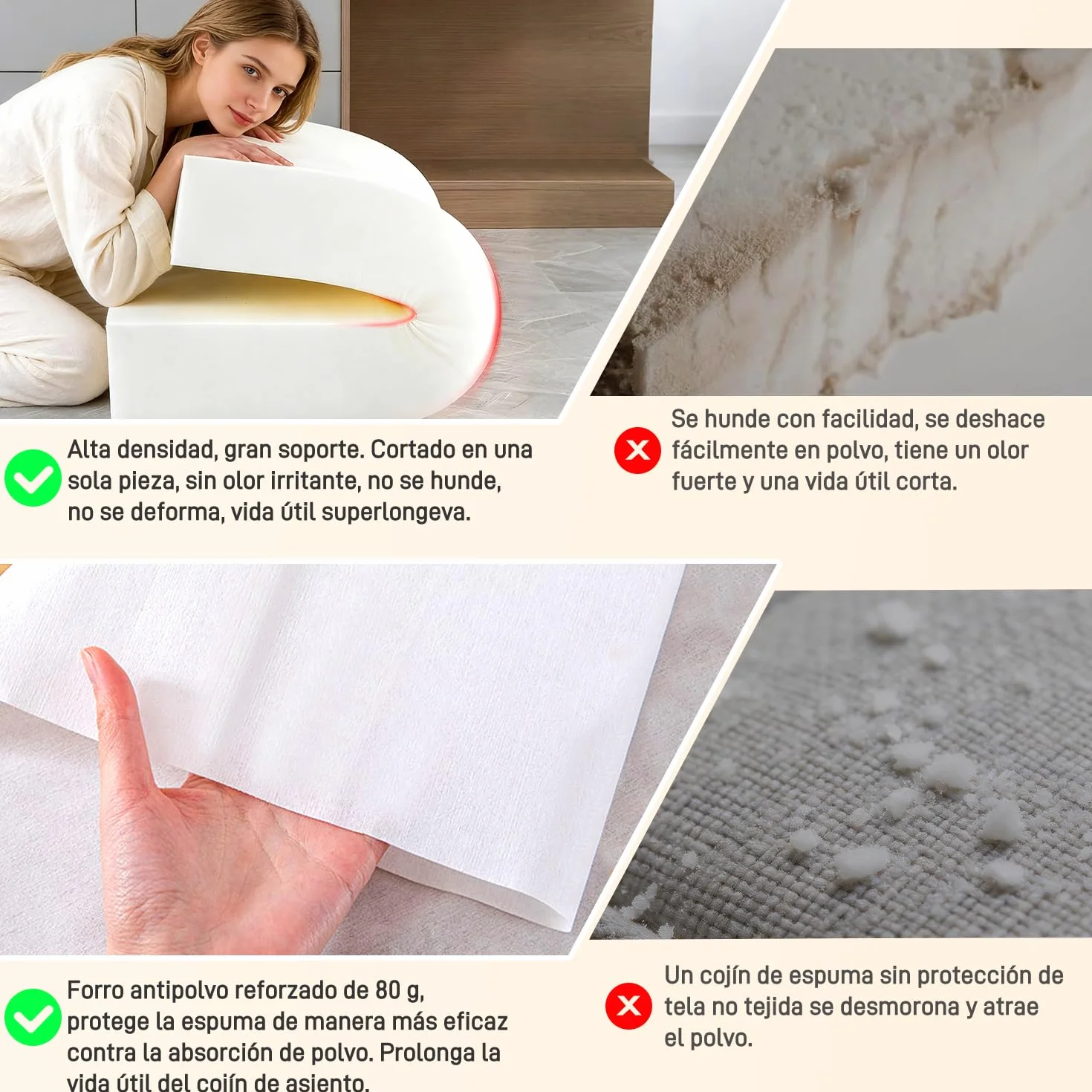 Cojín para Banco Lino Parte Inferior Antideslizante, Cojin Banco Interior Exterior Espuma de Alta Resistencia, Cojín de Muebles para Banco de jardín y Patio, Ventana