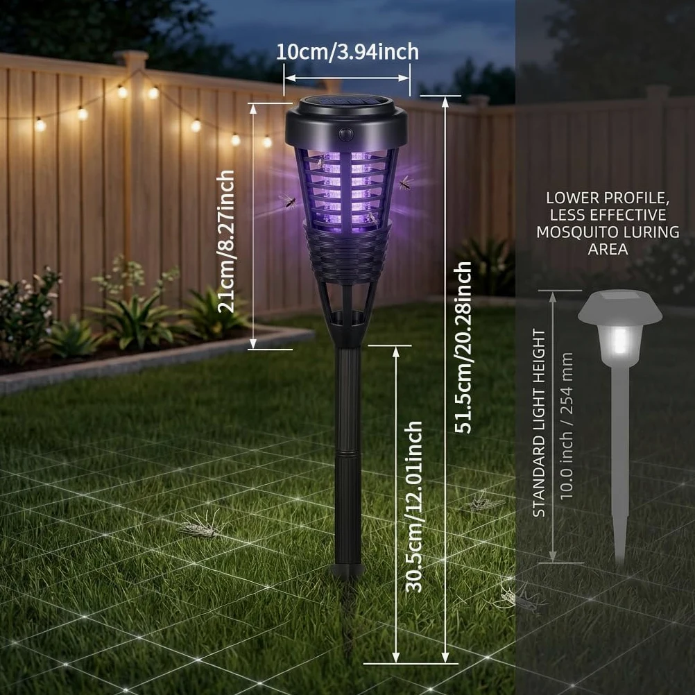 NO.4460427 - Matamosquitos solar para exteriores, impermeable, para mosquitos pequeños insectos voladores, 4 paquetes de 4 repelentes de mosquitos al aire libre, patio, jardín