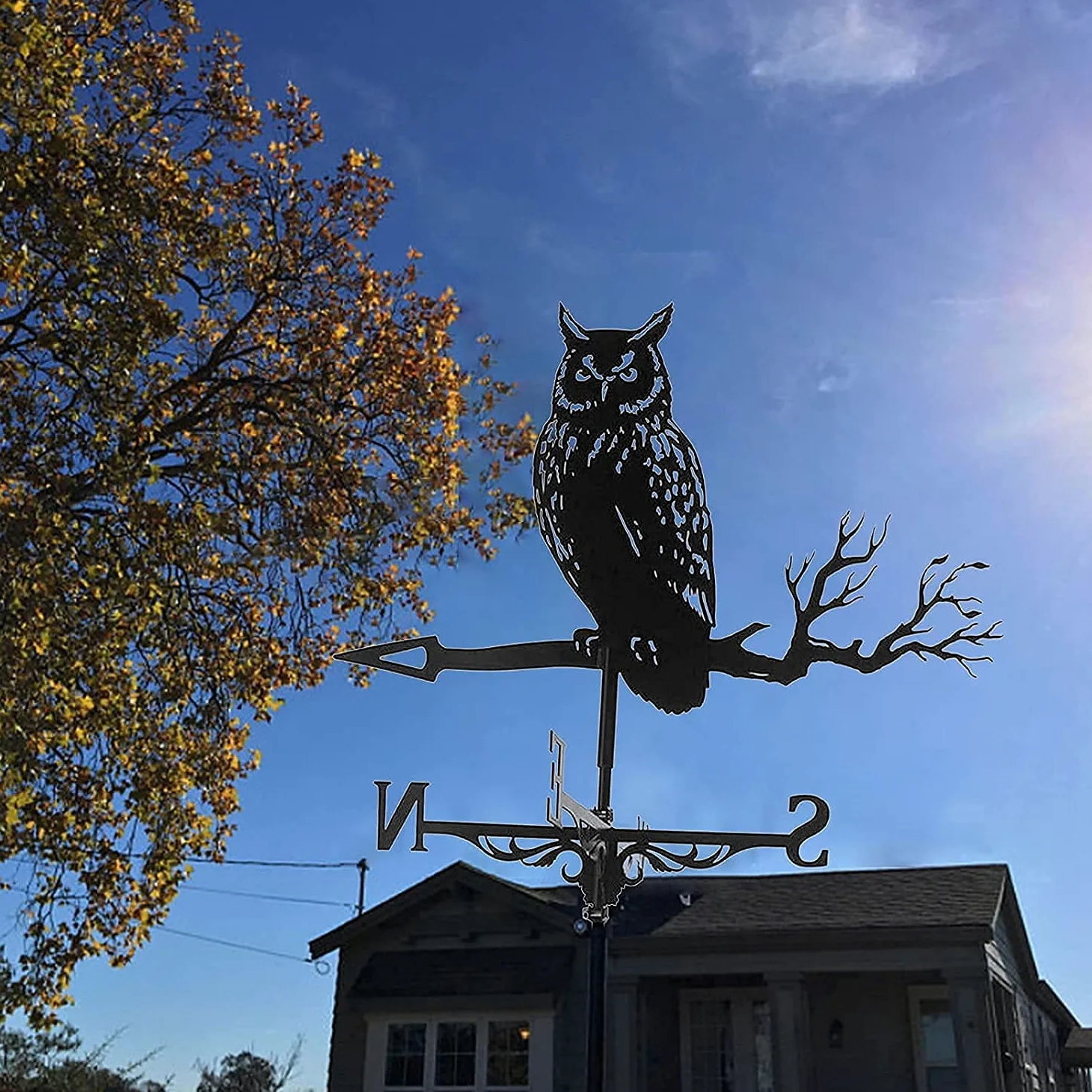 Veleta de Viento para Tejado Búho De Metal Meteorológico con Montaje En Techo, Acero De La Paleta De Clima De Acero Regalo For El Jardín del Patio De La Granja Al Aire Libre Veleta de Viento Animales