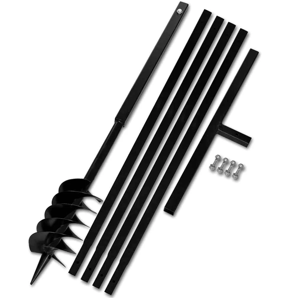 vidaXL Taladro de Tierra Mango 120 mm Tubo Extensión 5 m Acero