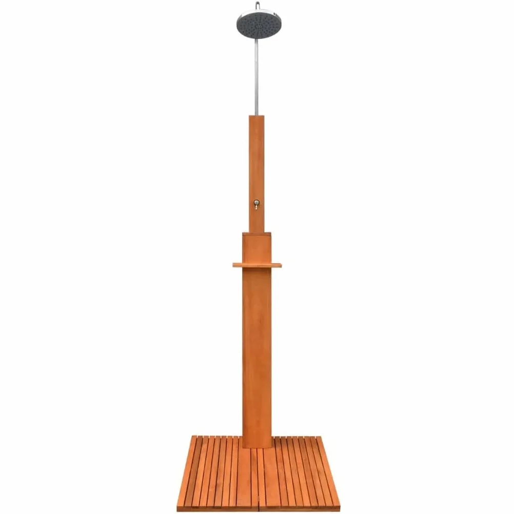 vidaXL Ducha al aire libre de madera de eucalipto y acero solar de pie junto a la piscina