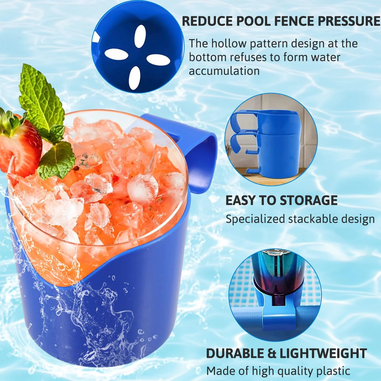 Juego de 6 portavasos para Piscina, de plástico, para Bebidas y Cerveza, Accesorios multifuncionales para Piscinas, Ideales para Bebidas y teléfonos móviles