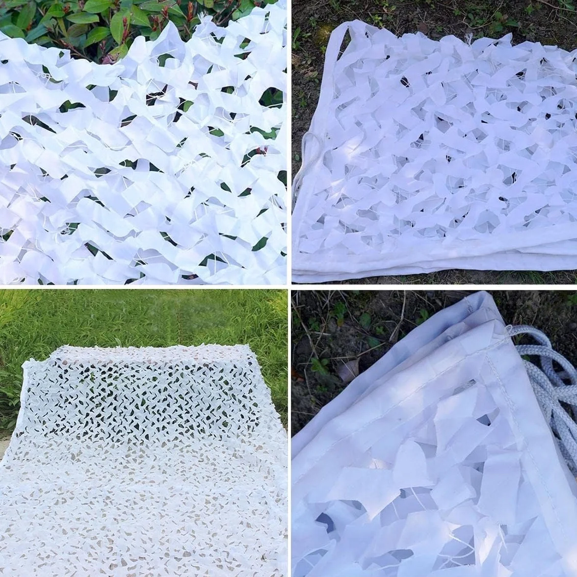 Red de camuflaje militar blanco/nieve 2x2m 6.6x6.6ft anti-UV protección solar para terraza jardín
