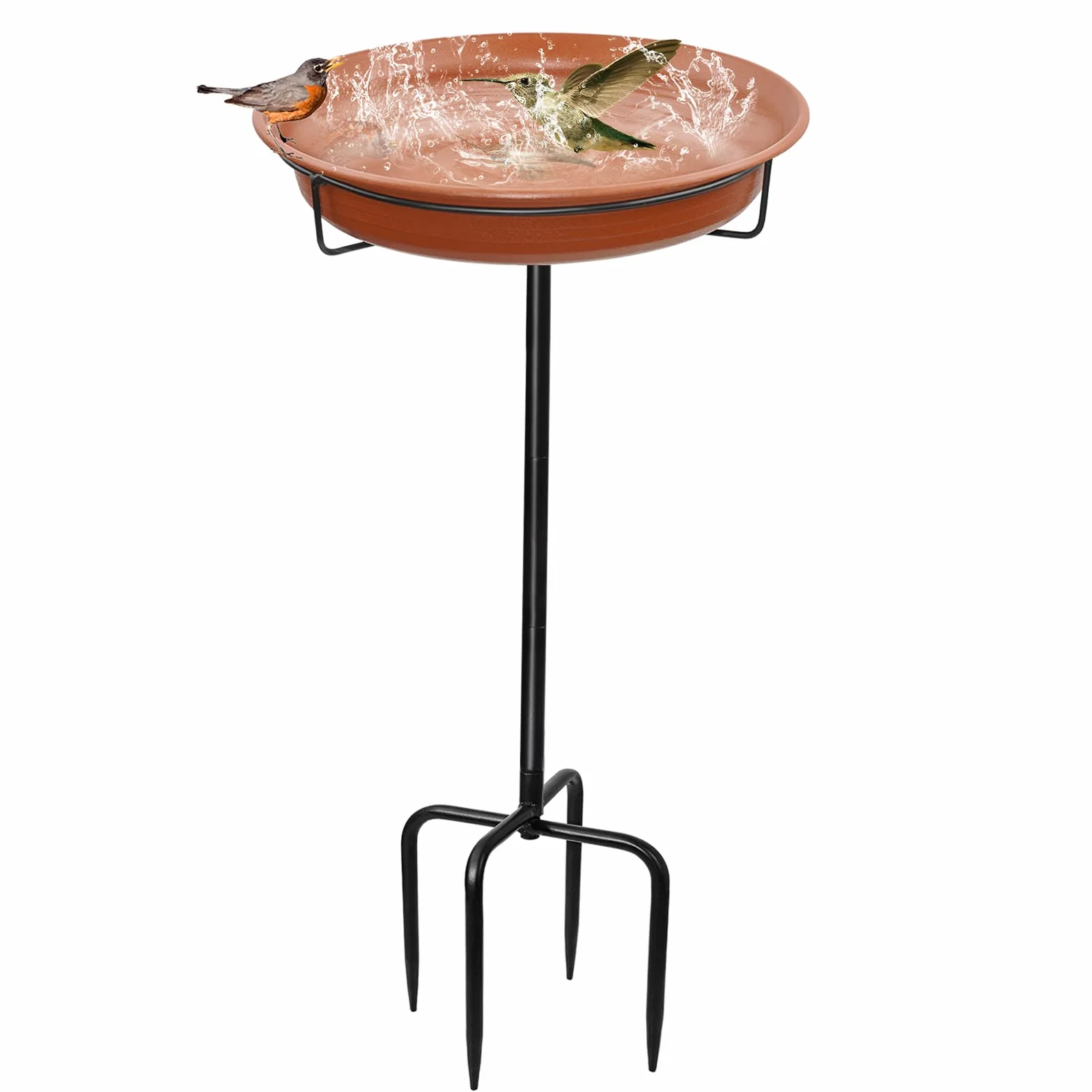 Bebedero para pájaros para baño de pájaros, cuenco de agua, de pie, alimento de jardín para aves silvestres, solución de comida de invierno a prueba de heladas