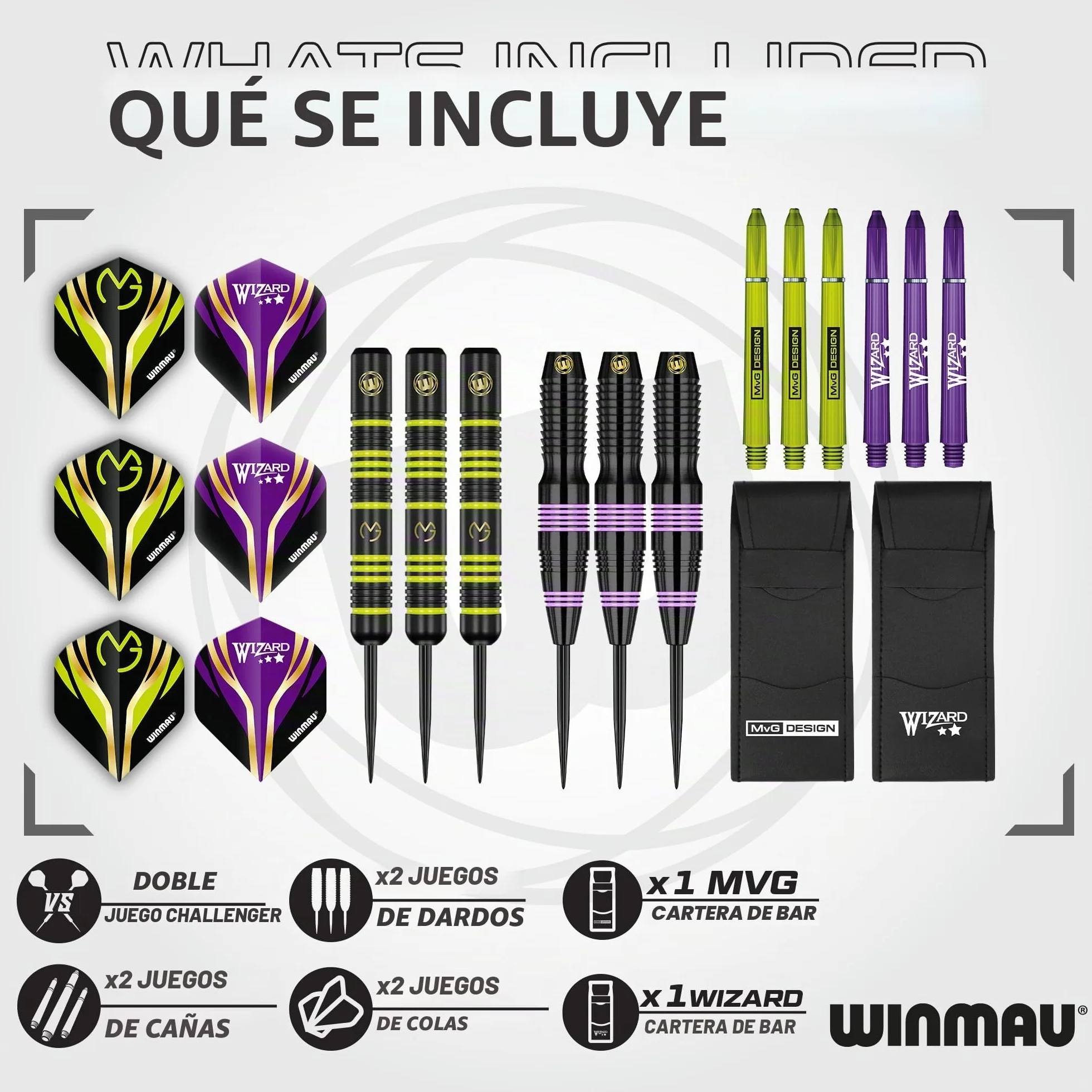 WINMAU Dardos Michael "MvG" Van Gerwen Vs Simon "El Mago" Whitlock Juego doble Steeltip 22 g