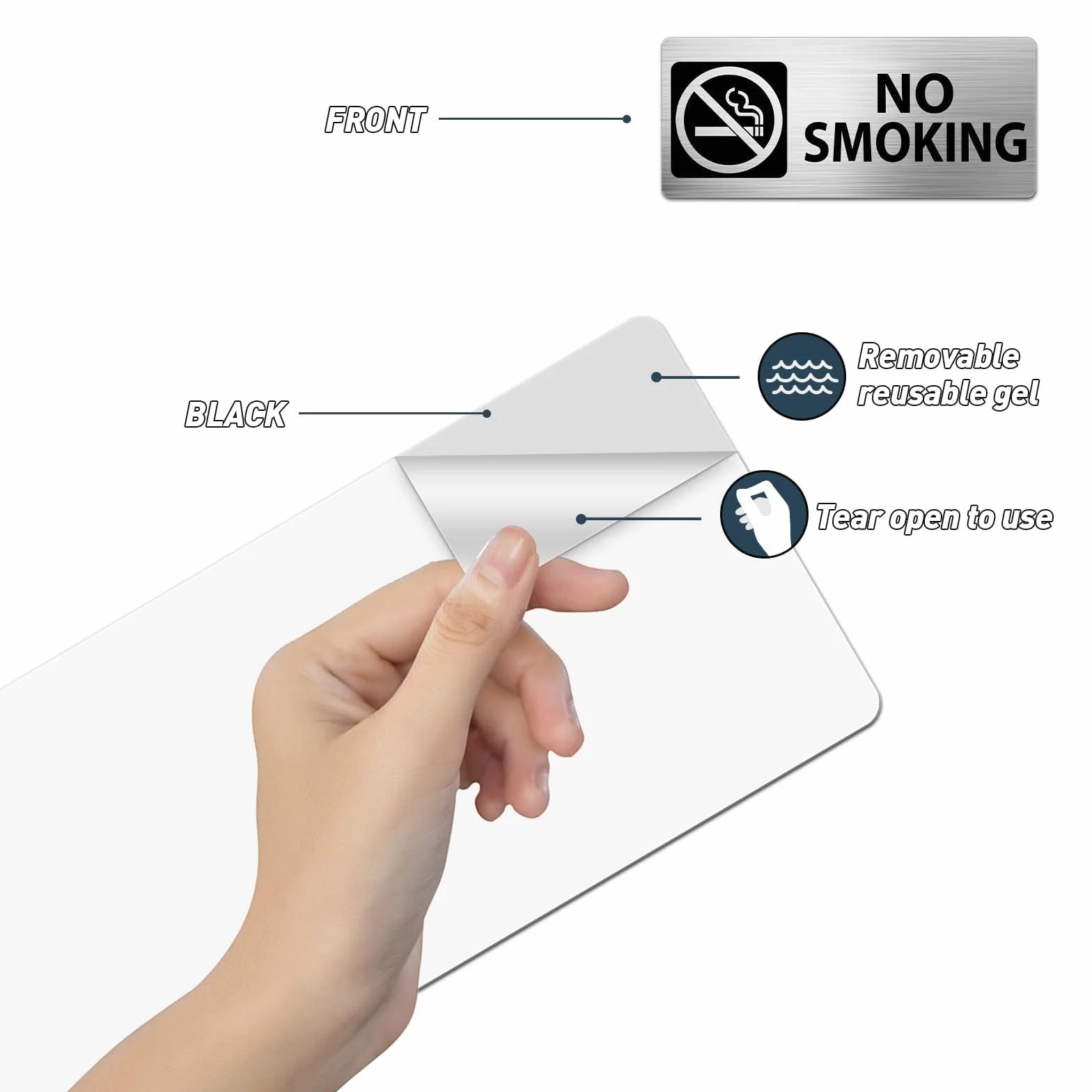 No Smoking Sign Señal de no fumar Aluminio 17,8 x 7,6 cm Señal de advertencia de no fumar Señales de seguridad metálicas reflectantes Impermeables para exterior e interior 4 piezas