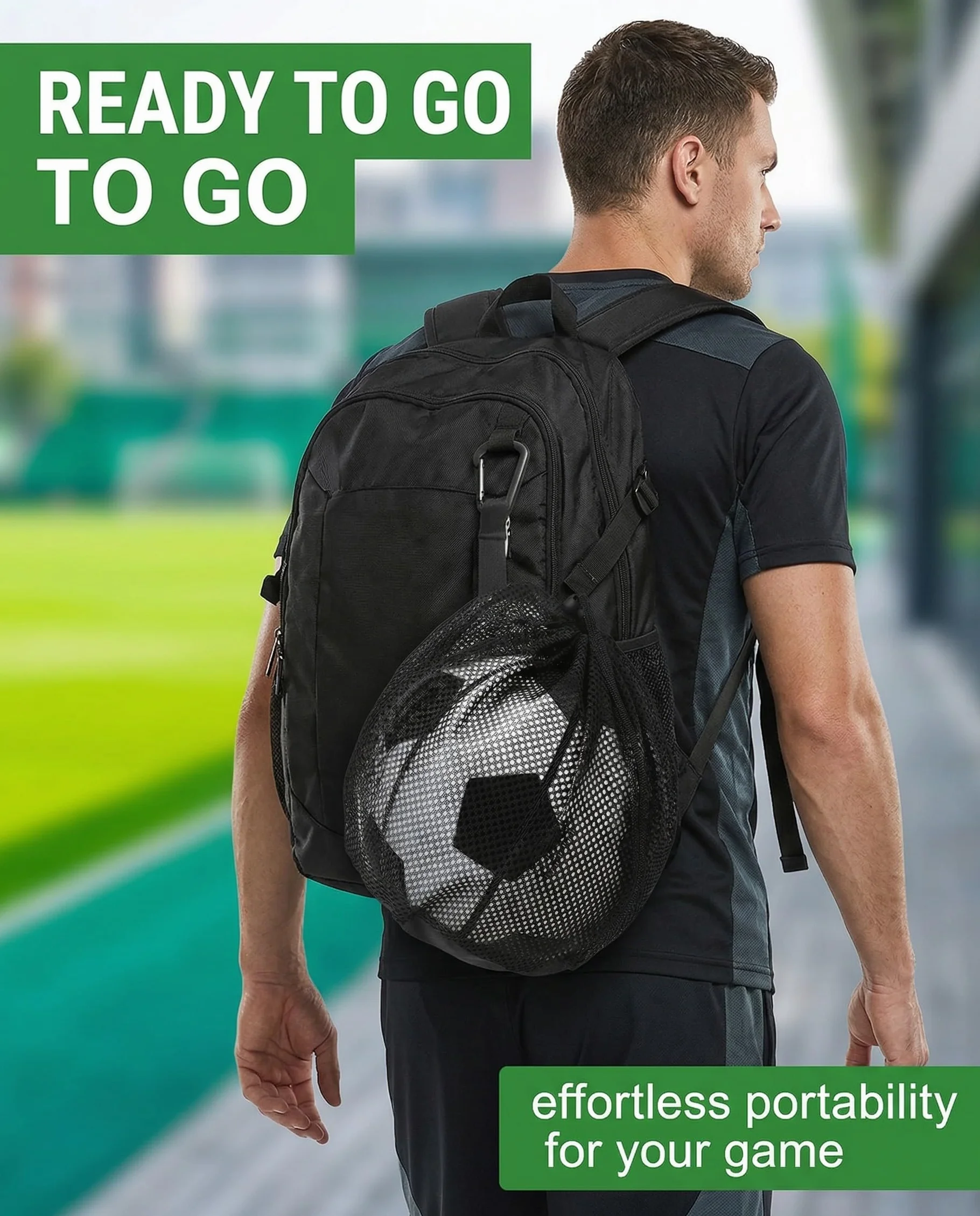 Bolsa Red para Balón de Fútbol con Mosquetón y Cordón Ajustable, Resistente para Baloncesto y Voleibol