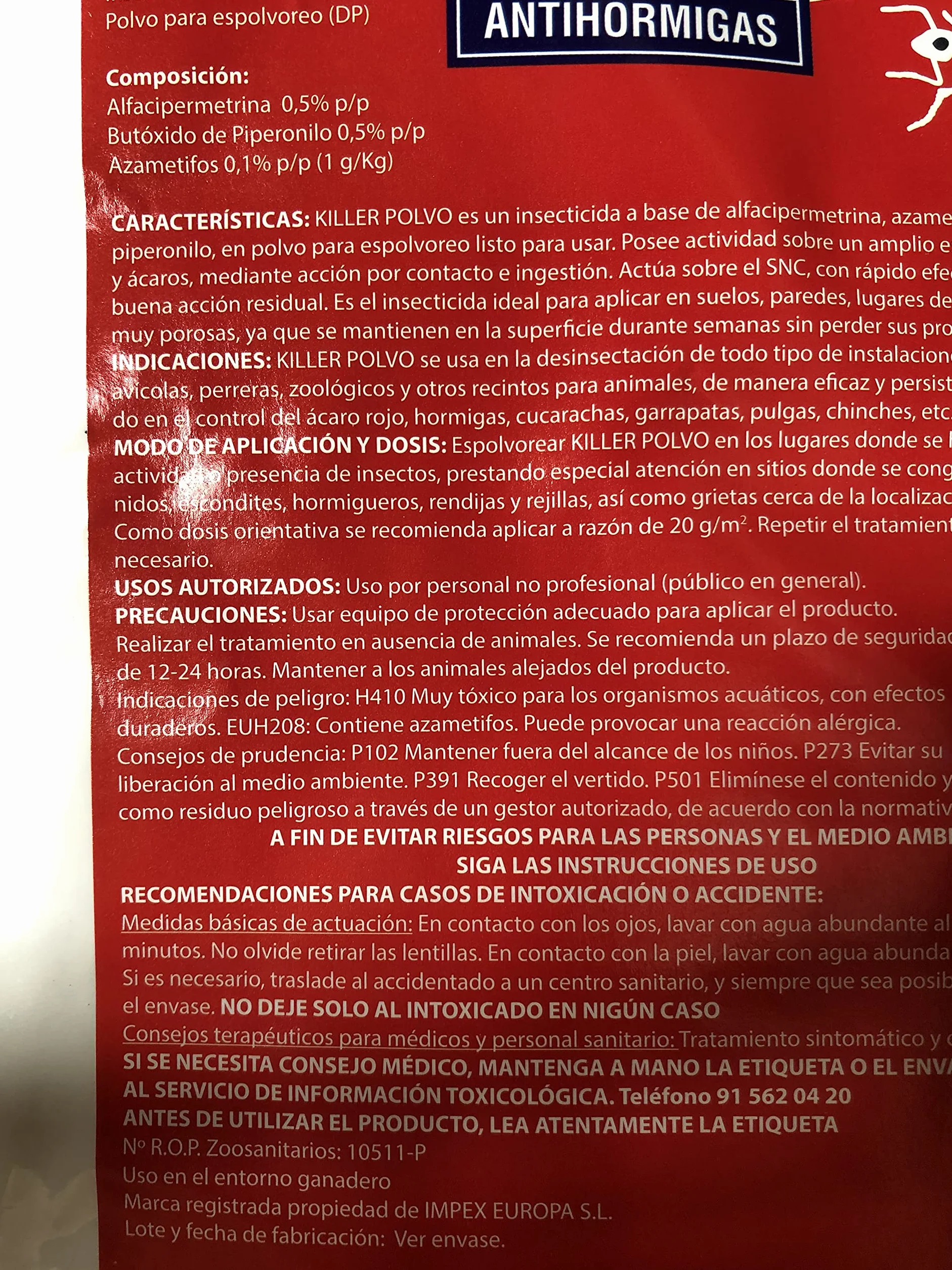 Killer Polvo Insecticida - 1 Kg