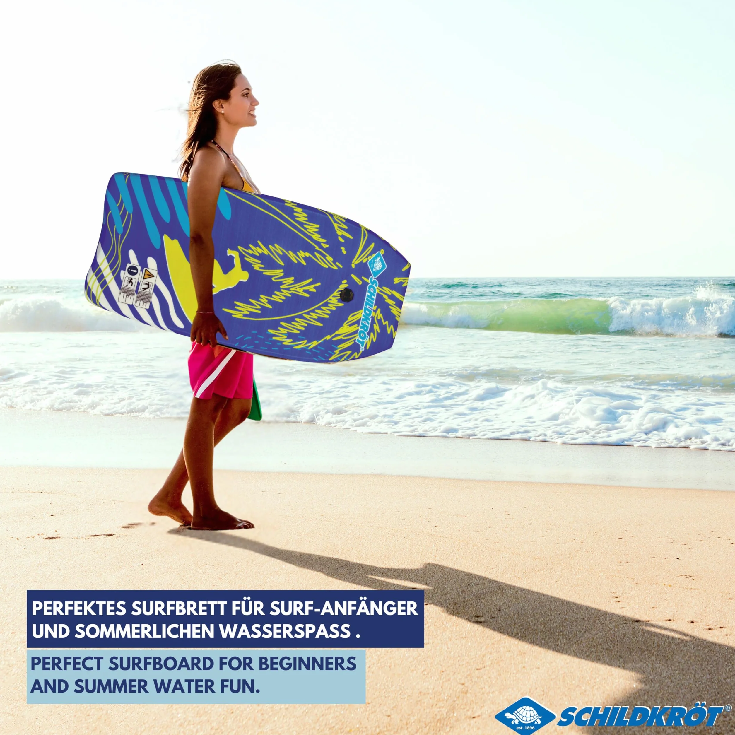 Schildkröt Tabla de Bodyboard Tamaño L, 93 x 46 cm, Núcleo de Espuma EPS, Cubierta de Nailon, Correa de Seguridad, Peso Máximo 75 kg