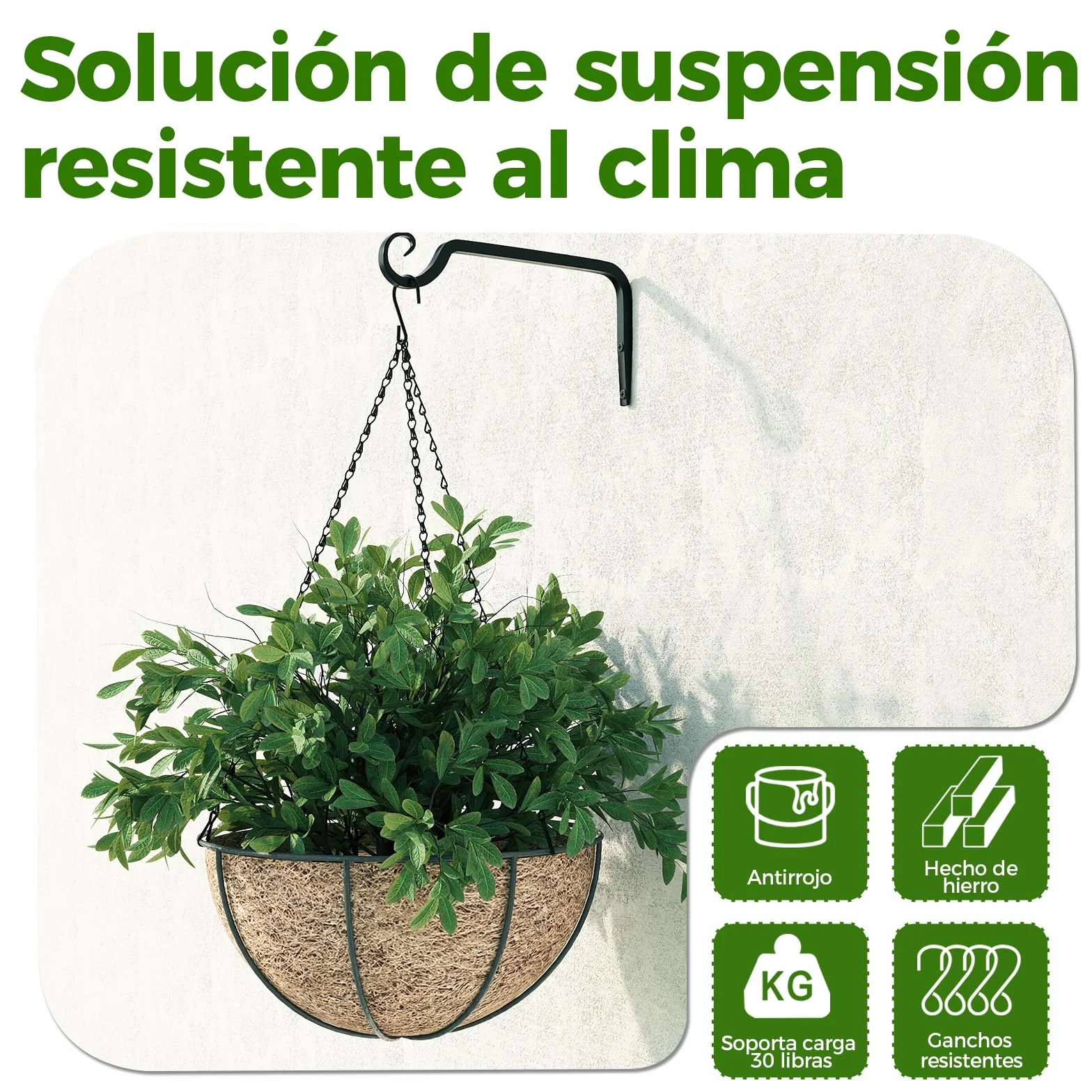 Bamworld Lote de 3 Cadenas de Suspensión Negras 45 cm, para Macetas Colgantes, Maceteros Colgantes y Soportes de Jardineras de Balcón, Uso en Interior y Exterior (Solo las Cadenas, Maceta NO Incluida)