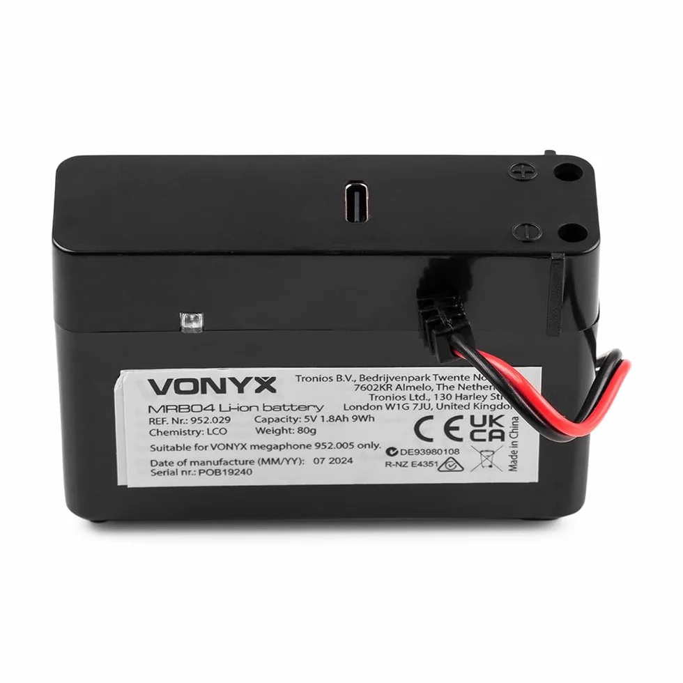 Batería Recargable de Iones de Litio 5V Vonyx MRB04 para megáfono MEG025