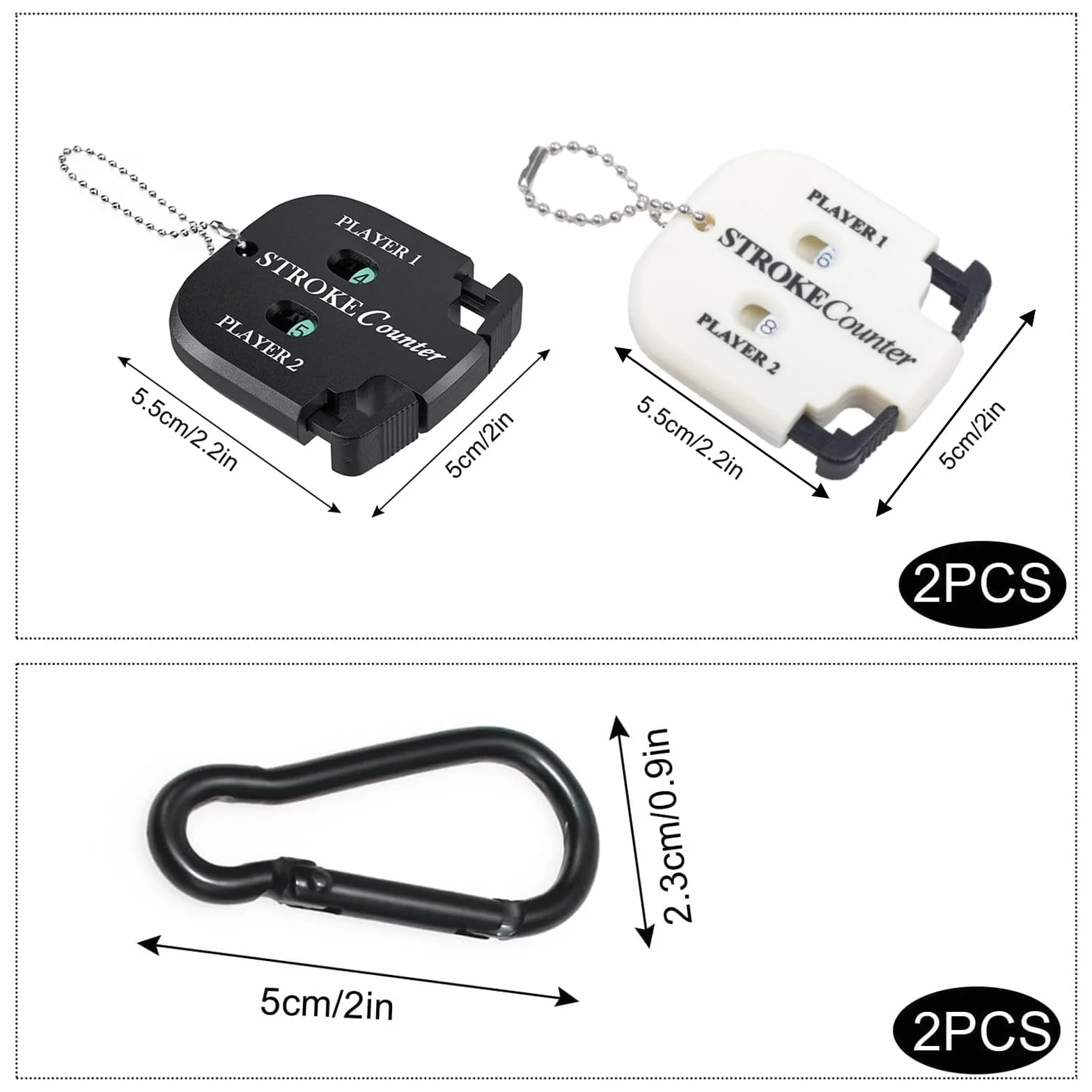 Contadores de Golpes de Golf Manual 2 Piezas Llavero Indicador de Puntuación Accesorios