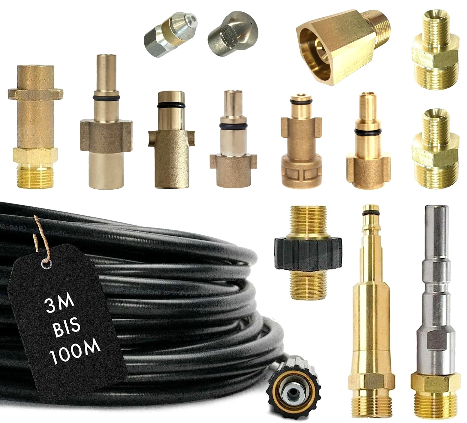 M&M Smartek manguera desatascadora 25 m compatible con KEW/Nilfisk, M22 | Manguera flexible para desatascar tuberías y desagües; comprobar conexión, longitud, boquillas y presión antes de usar.