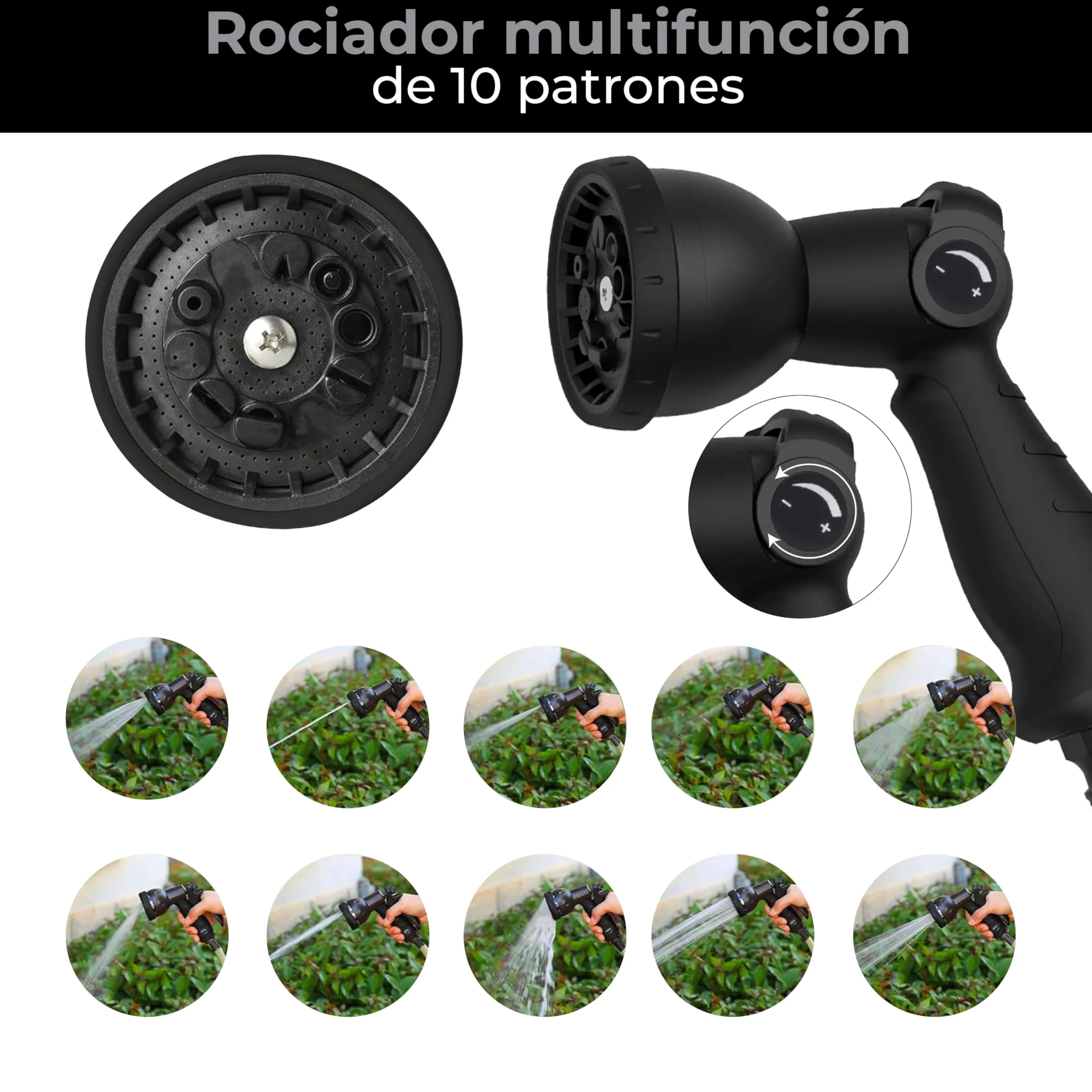 Enrollador de manguera Jardin - 40 Metros - Carrete de Manguera con función de enrollado automático Giratorio 180° - Negro
