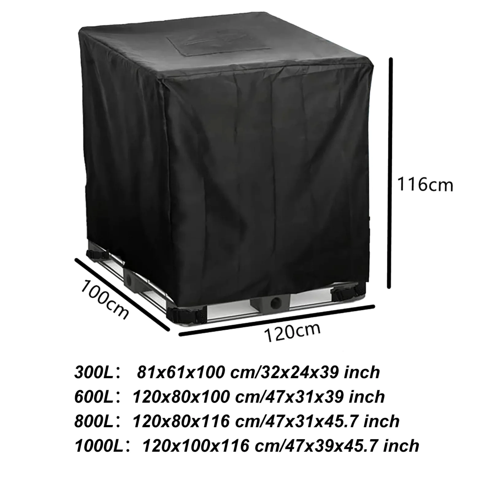 IBC - Cubierta para depósito de agua, resistente a los rayos UV y al polvo, lona protectora para agua de 300L/600L/800L/1000L, cubierta impermeable para IBC Tan