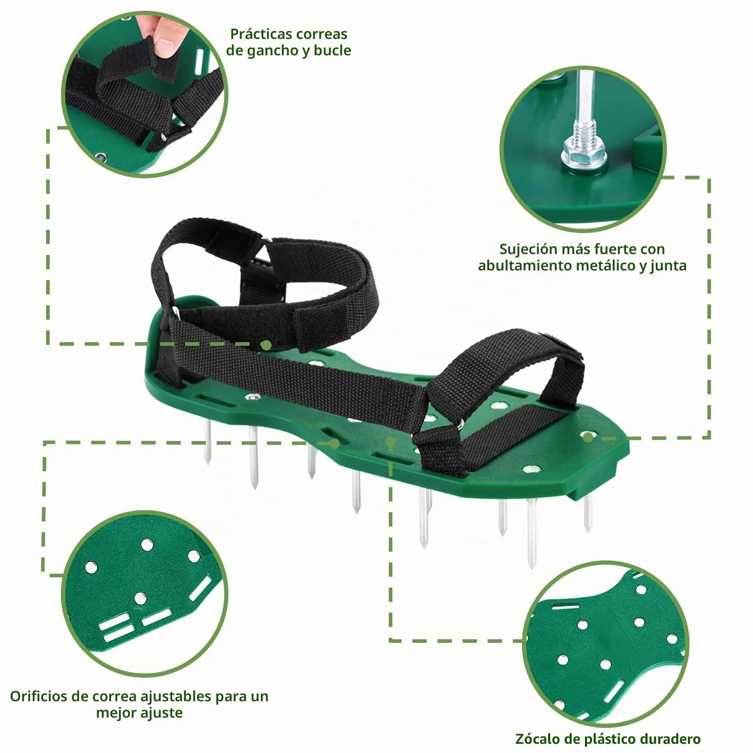 Ohuhu Zapatos Aerador de Cesped Sin Instalación, Zapatos Jardín de Césped con Pala de Acero Inoxidable Sandalias Zapatos con Puntas, Talla Universal para Todos Los Zapatos