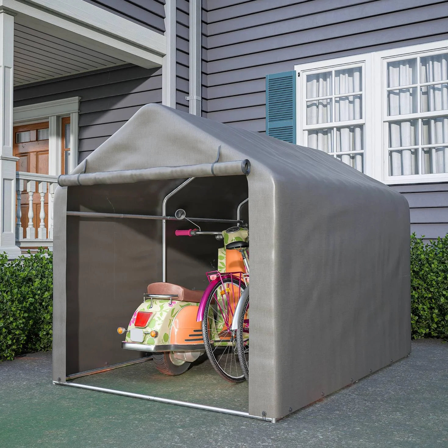 BIRCHTREE Tienda de campaña impermeable y anti-UV para bicicleta, motocicleta, cobertizo o refugio al aire libre, 2,2 m x 1,6 m