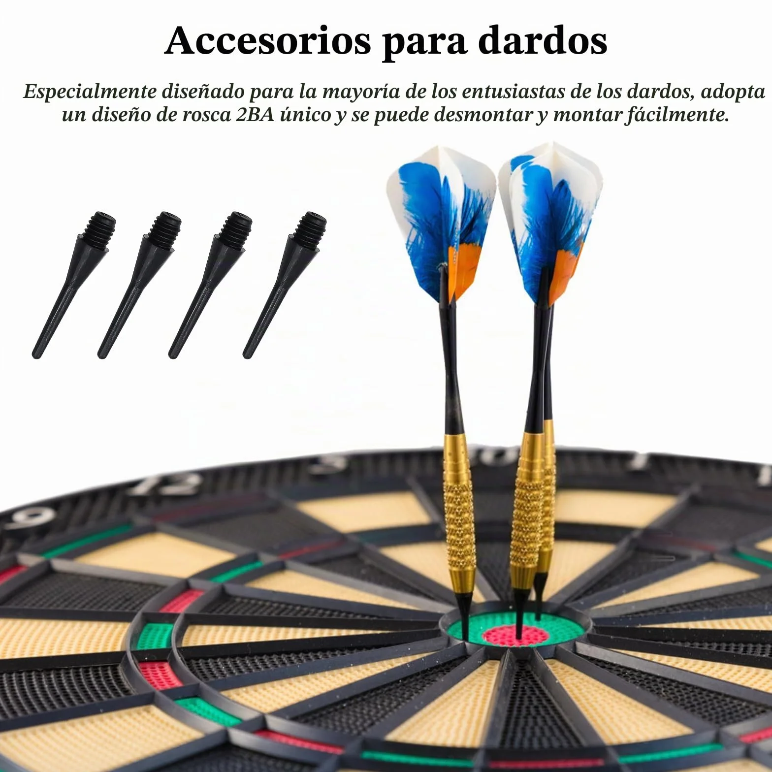 Puntas Dardos Plastico Profesionales 200 Piezas Punta de Repuesto para Diana Electrónica Negro