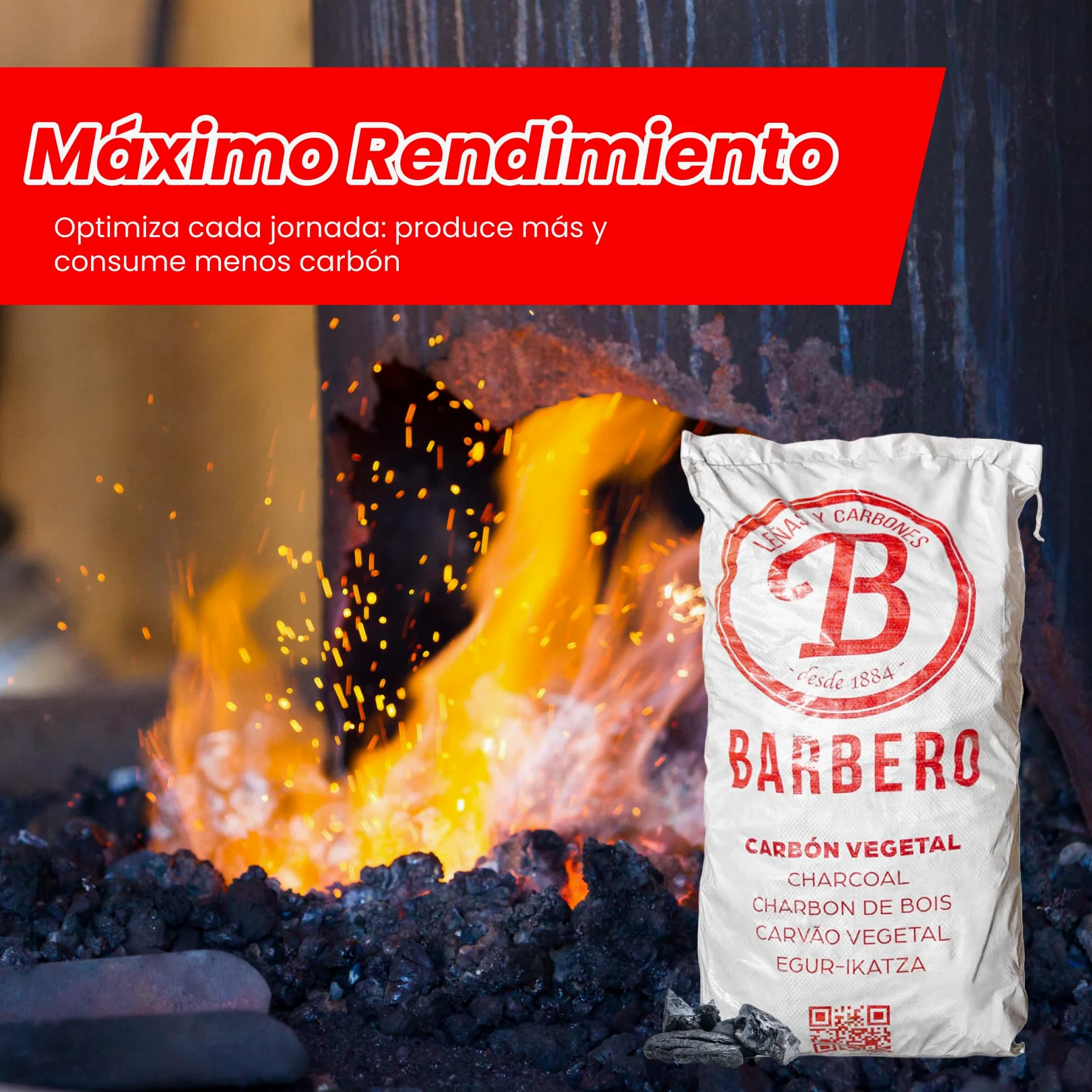 Palet Carbón Vegetal Encina 100 Natural Grueso Profesional 30 Sacos 20kg Hostelería Aroma Sabor Carnes Pescados Combustión Lenta Sin Humo Alta Temperatura Cocina Exterior Parrilla Gourmet