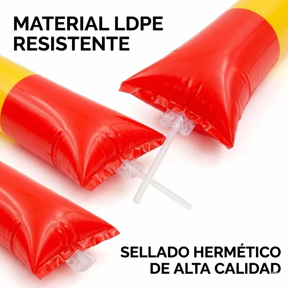 Pack de 10 Pares Aplaudidores Inflables España Mundial Palos de Animación Hinchables Ruidosos para Fútbol Fiestas Bastones Reutilizables LDPE