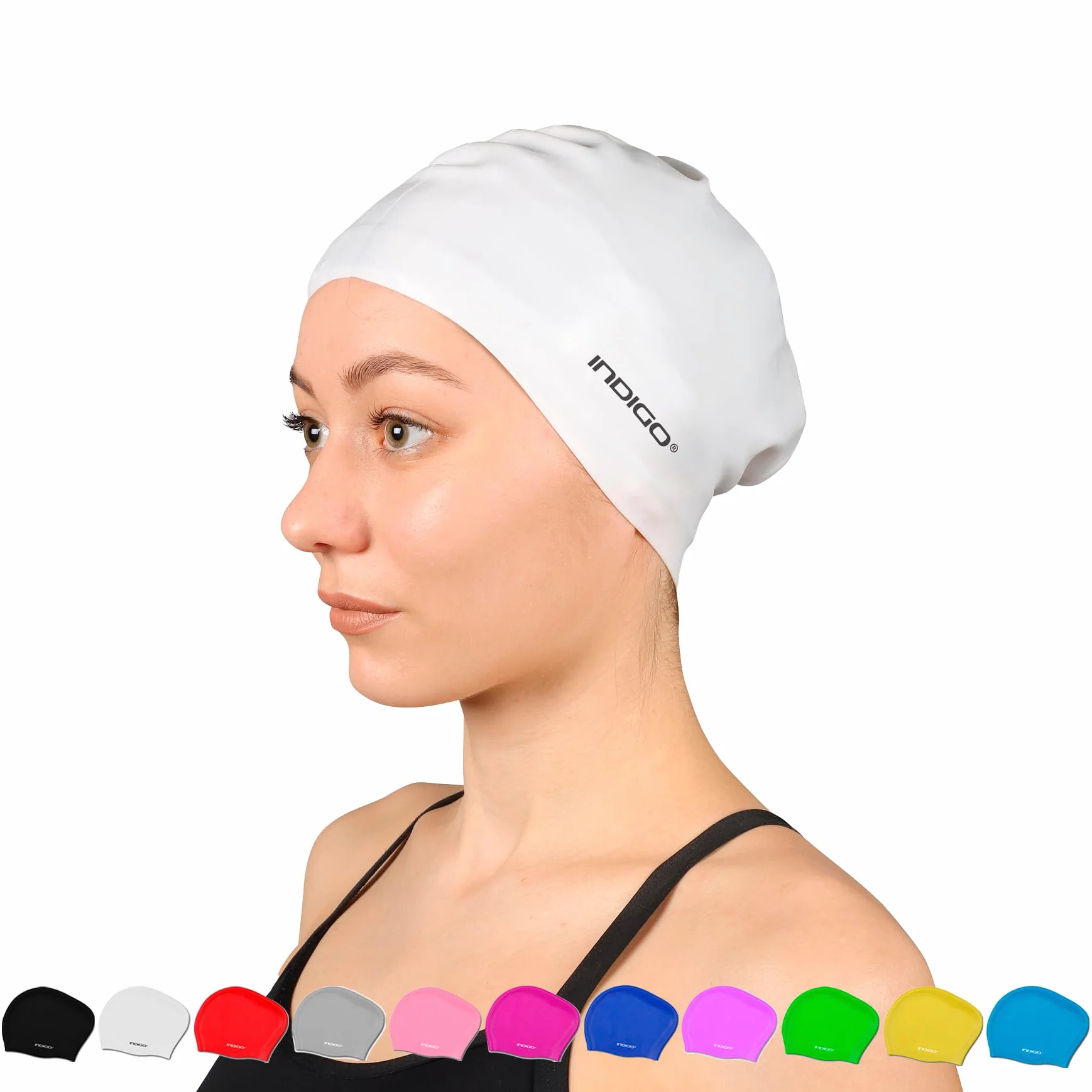 DRUNA Gorro de Natación de Silicona para Pelo Largo Mujeres
