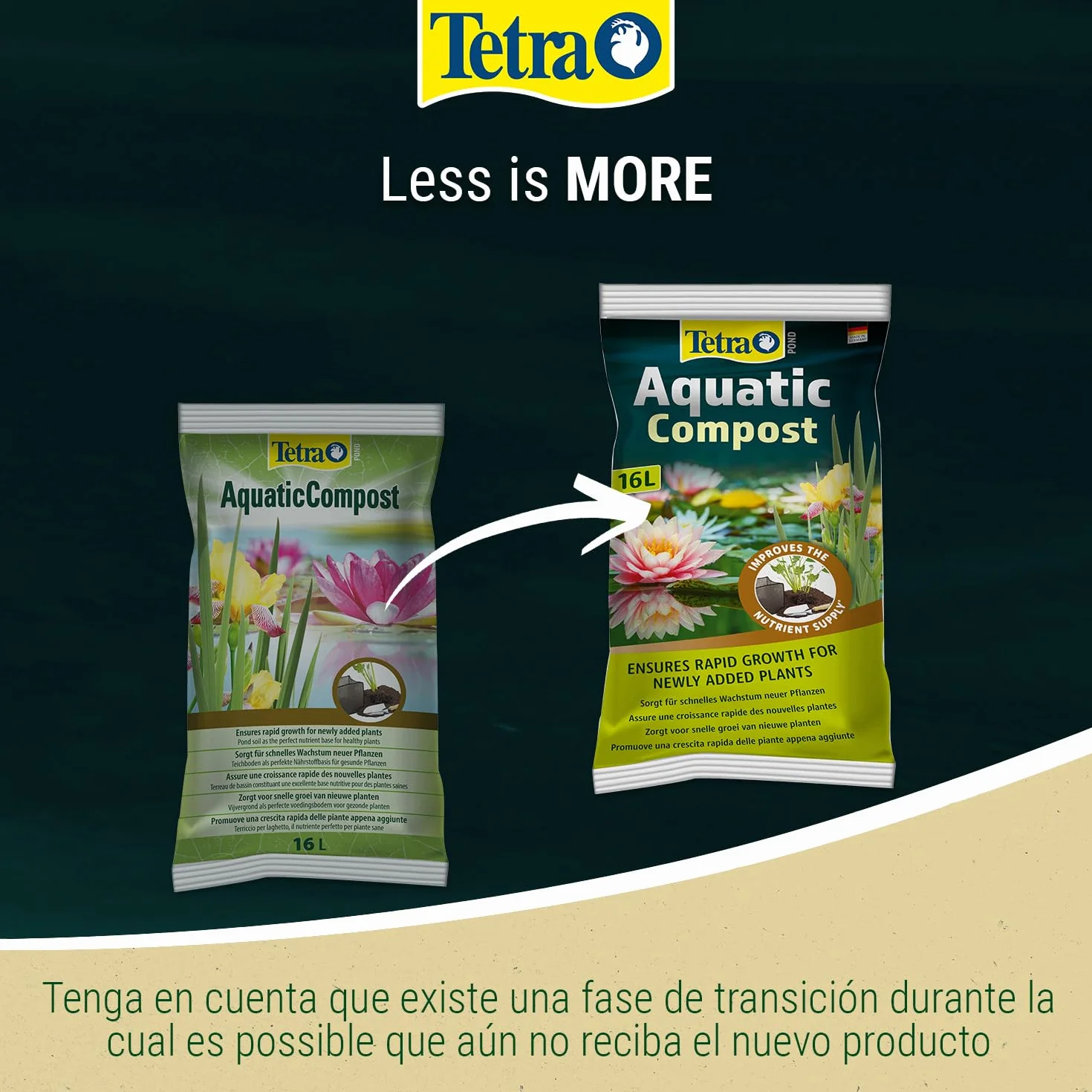 Tetra Pond AquaticCompost - Fertilizante, Tierra para Fondo de Cuenca - Nutrientes para Plantas de Estanque de jardín y Ornamento - Promueve el Crecimiento de Las Plantas - 16 L