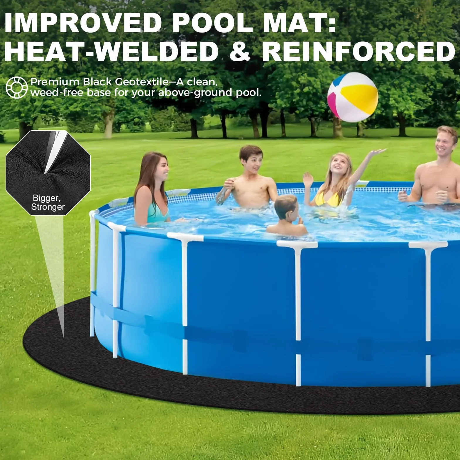 Base Redonda para Piscina de, Tapiz para Piscina Protector de Suelo, Resistente sin Costuras, contra Rayos UV y Resistente al desgarro Lona de Suelo precortada para Piscinas de pie y jacuzzis