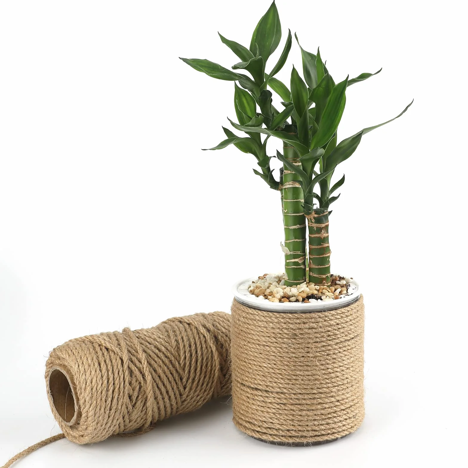 G2PLUS 50M Cuerda de Yute Cuerda Cañamo 4MM Cordel Cuerda Yute Gruesa Cuerda para el Hogar,Jardinería y Decoración