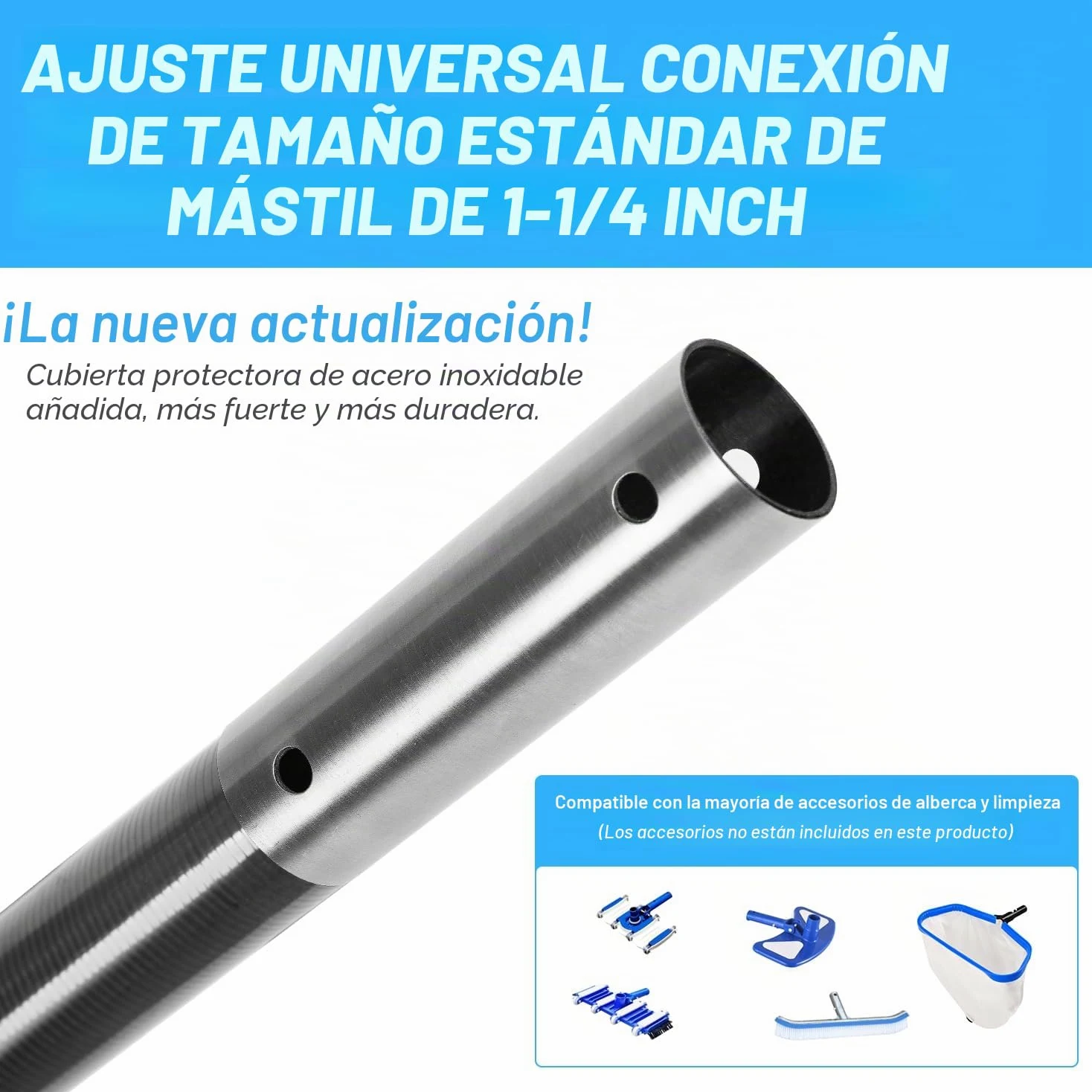 DOBEN Barra telescópica para piscina de fibra de carbono, barra de piscina ajustable de 1,4 m hasta 4,6 m, barra telescópica profesional para piscina, barras de limpieza para red de skimmer, cepillo,