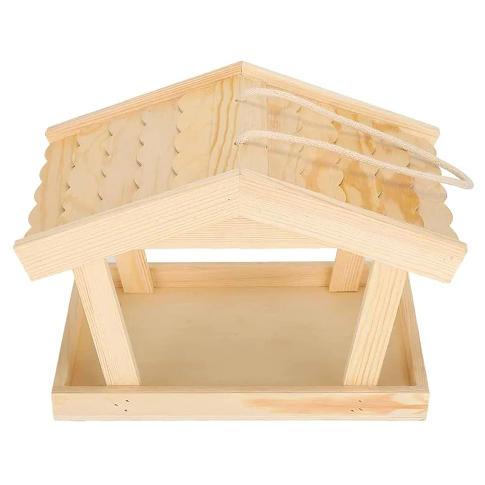 Alimentador de semillas de pájaros de madera al aire libre Porche Decorativo Casa Accesorios para pájaros carpinteros cardenales pájaros grandes