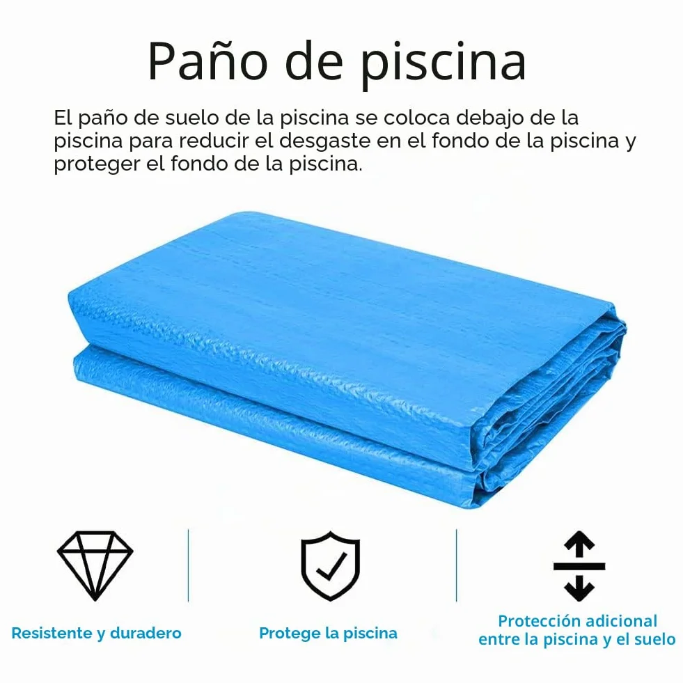 Alfombra de suelo para piscina, exterior de tierra, alfombra de protección azul, impermeable, plegable, protector de suelo para piscina rectangular y redonda (200 x 300 cm)