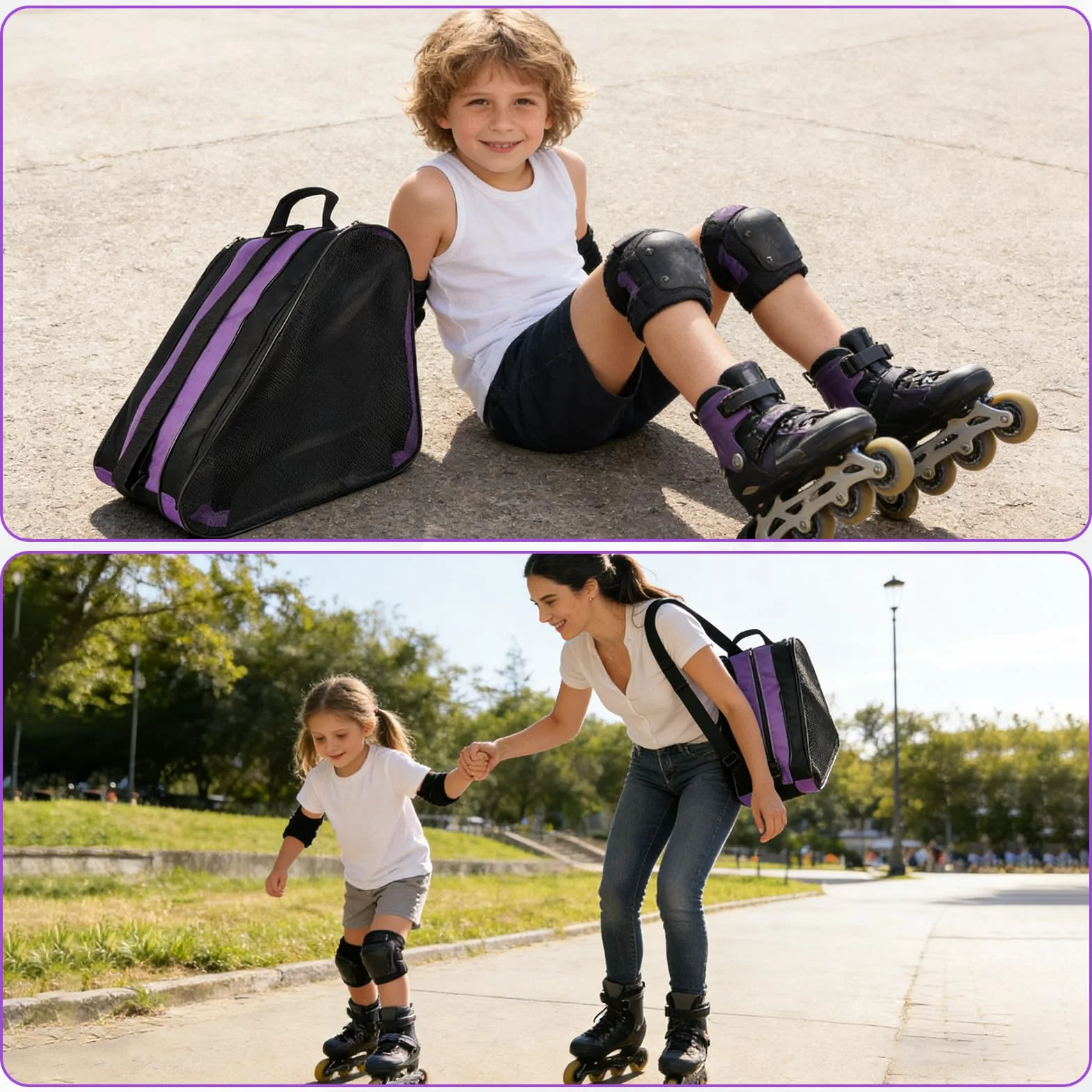 QKURT Bolsa de Patinaje para Niños con Correa Ajustable, Mochila para Patines de Hielo