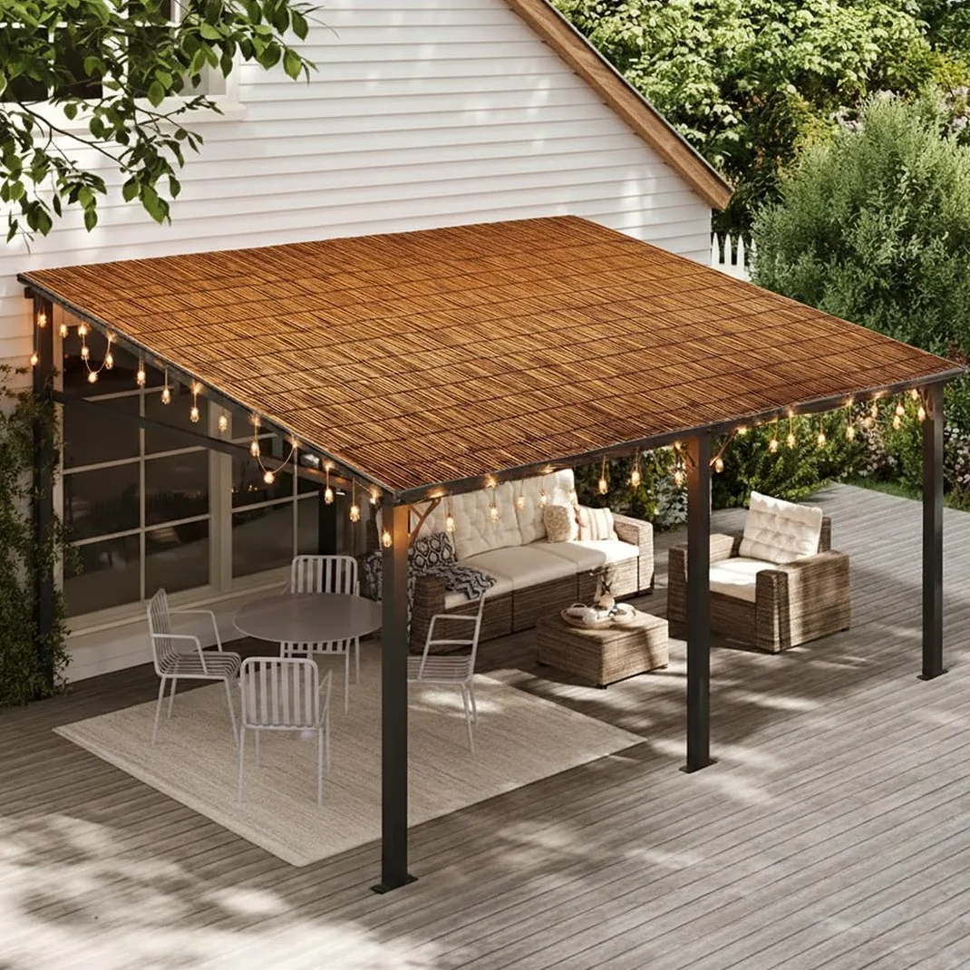 Rollo de Valla Cañizo, Natural Valla de Bambú for Jardín Exterior Piscinas Techos y Patios, Pantalla de Valla Caña Resistente a La Intemperie Y La Privacidad(Marrón,H150cmxL1000cm)