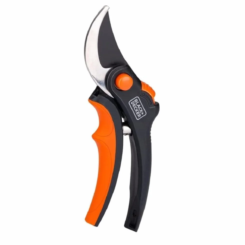 BLACK+DECKER Tijeras de podar - Cuchillas de acero endurecido - 13 MM - Negro/Naranja