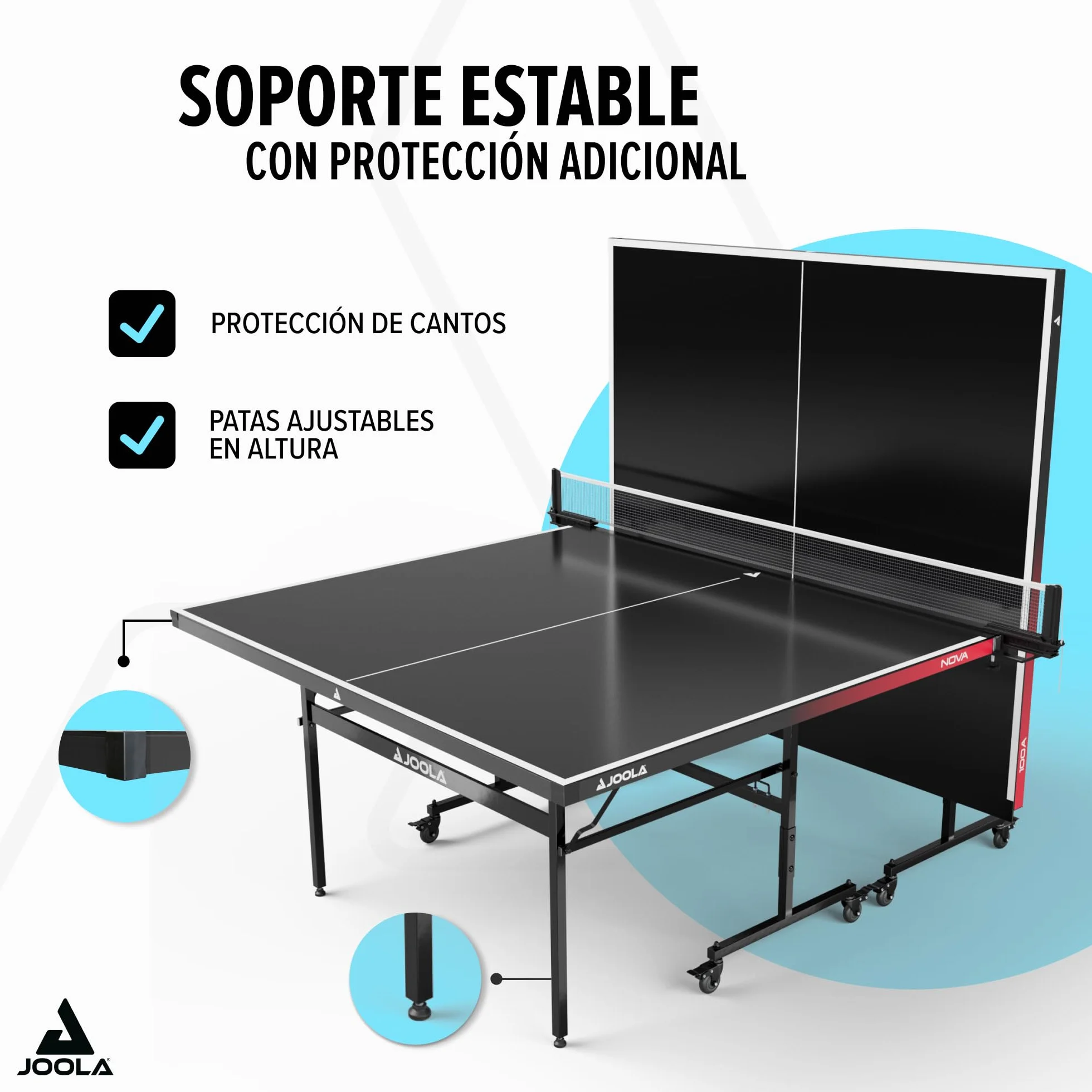 JOOLA Nova 100A Mesa de ping pong exterior resistente intemperie plegable red altura regulable