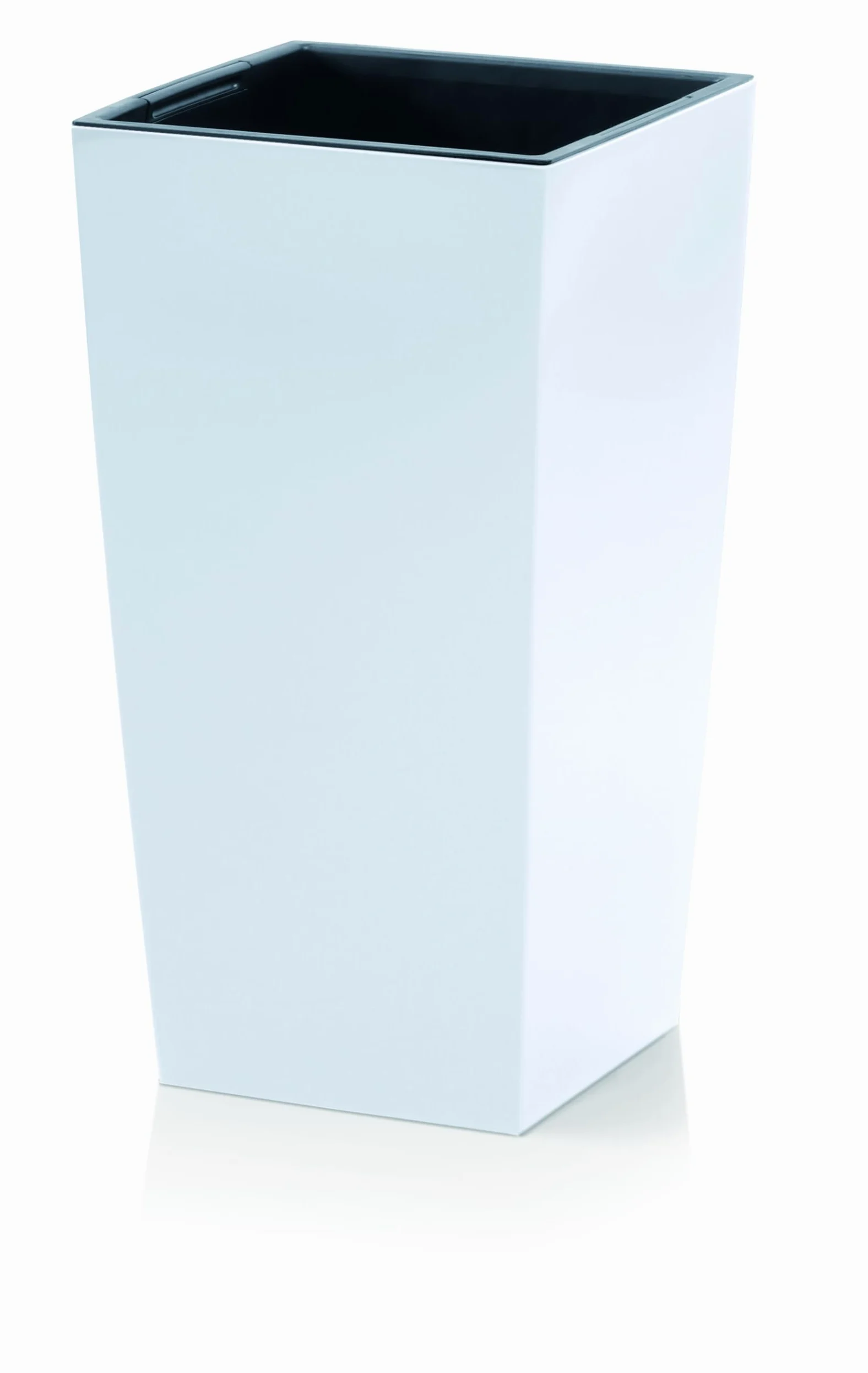 Maceta 40x40x75 cm | Maceta de diseño moderno con recipiente interior para ahorrar tierra | Sobremaceta de plástico para elegantes arreglos de plantas | Blanco