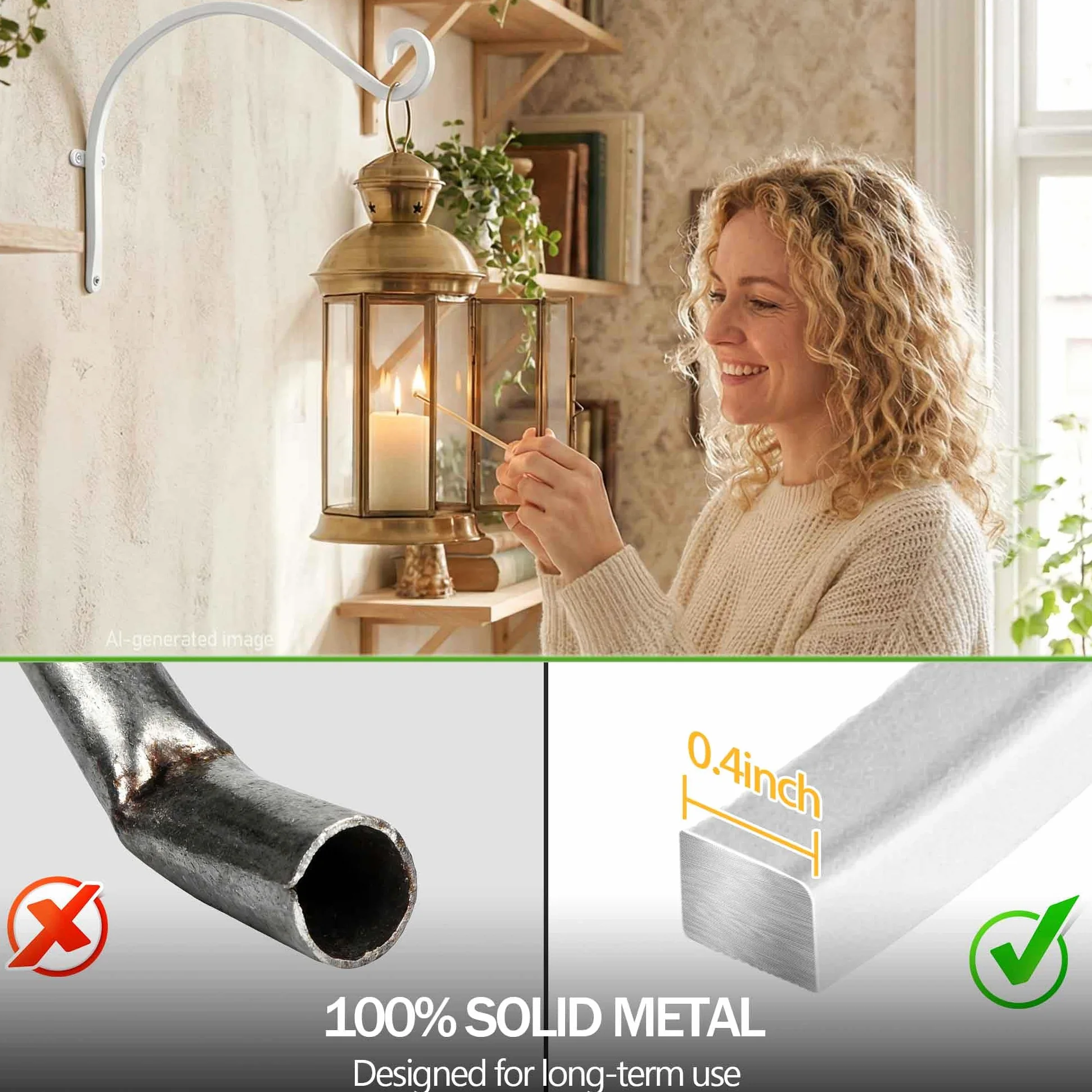 Qiang Ni Colgador de comederos para pájaros (2 piezas/12 pulgadas), soporte para colgar plantas al aire libre más estable y resistente, blanco