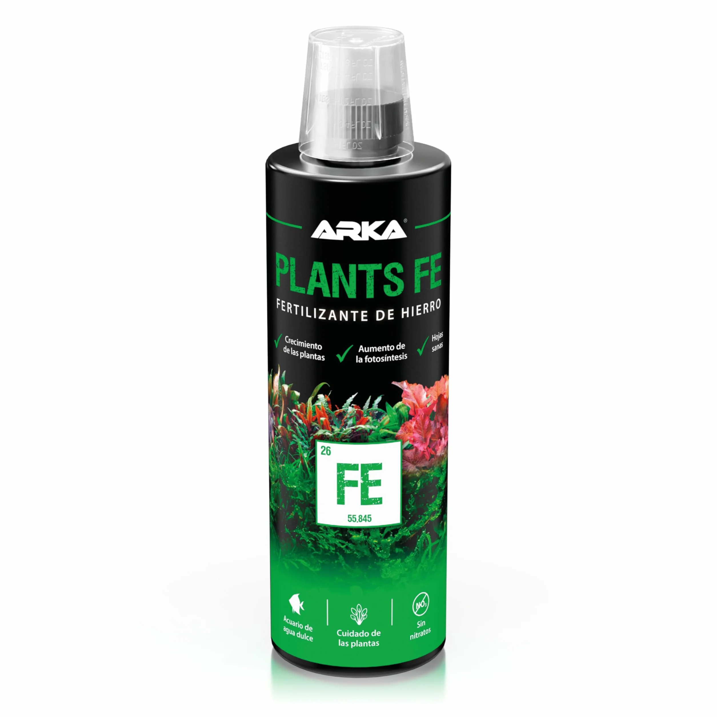 Abono de Hierro Acuario 473 ml – ARKA Plants FE – Fertilizante semanal contra Hojas Amarillas – para Plantas Verdes y sanas – sin nitratos ni fosfatos – Ideal Acuario plantado de Agua Dulce