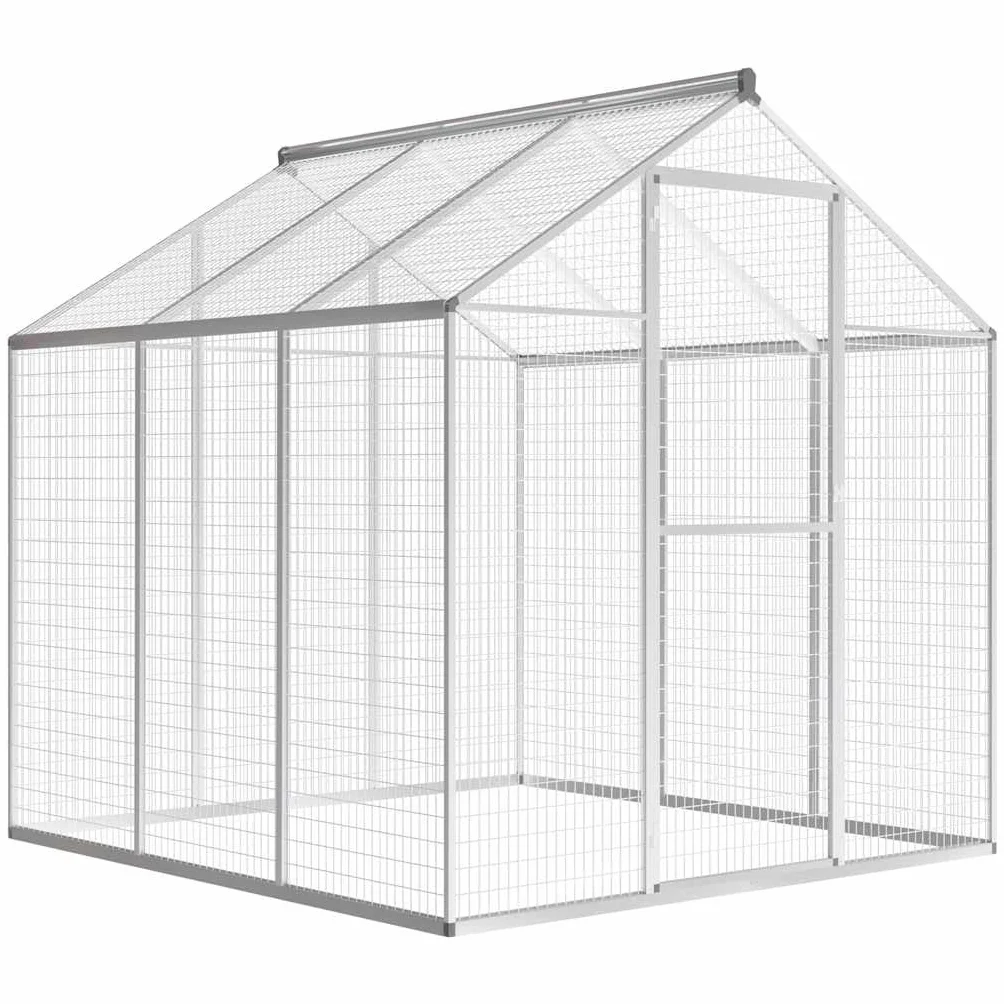 Pajarera exterior de aluminio 183 x 178 x 194 cm, con tejido de alambre de aluminio para pájaros, gran pajarera con superficie de 3,2 m² y puerta giratoria