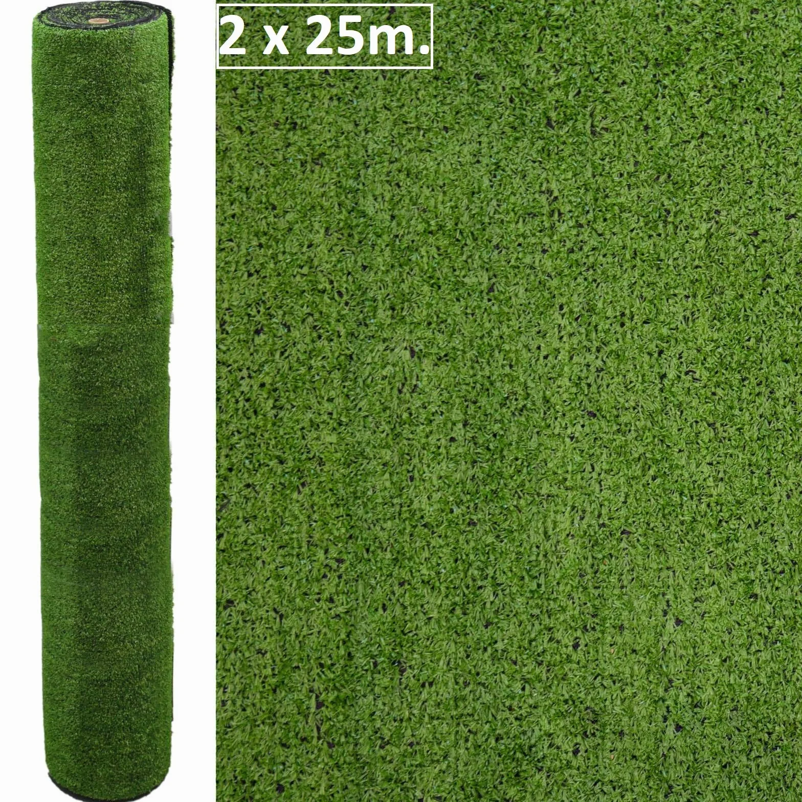 Cesped artificial Premium. Altura de 7mm. Rollos de 2x25 metros Para terraza, jardín, valla, piscina, perro etc (2x25)