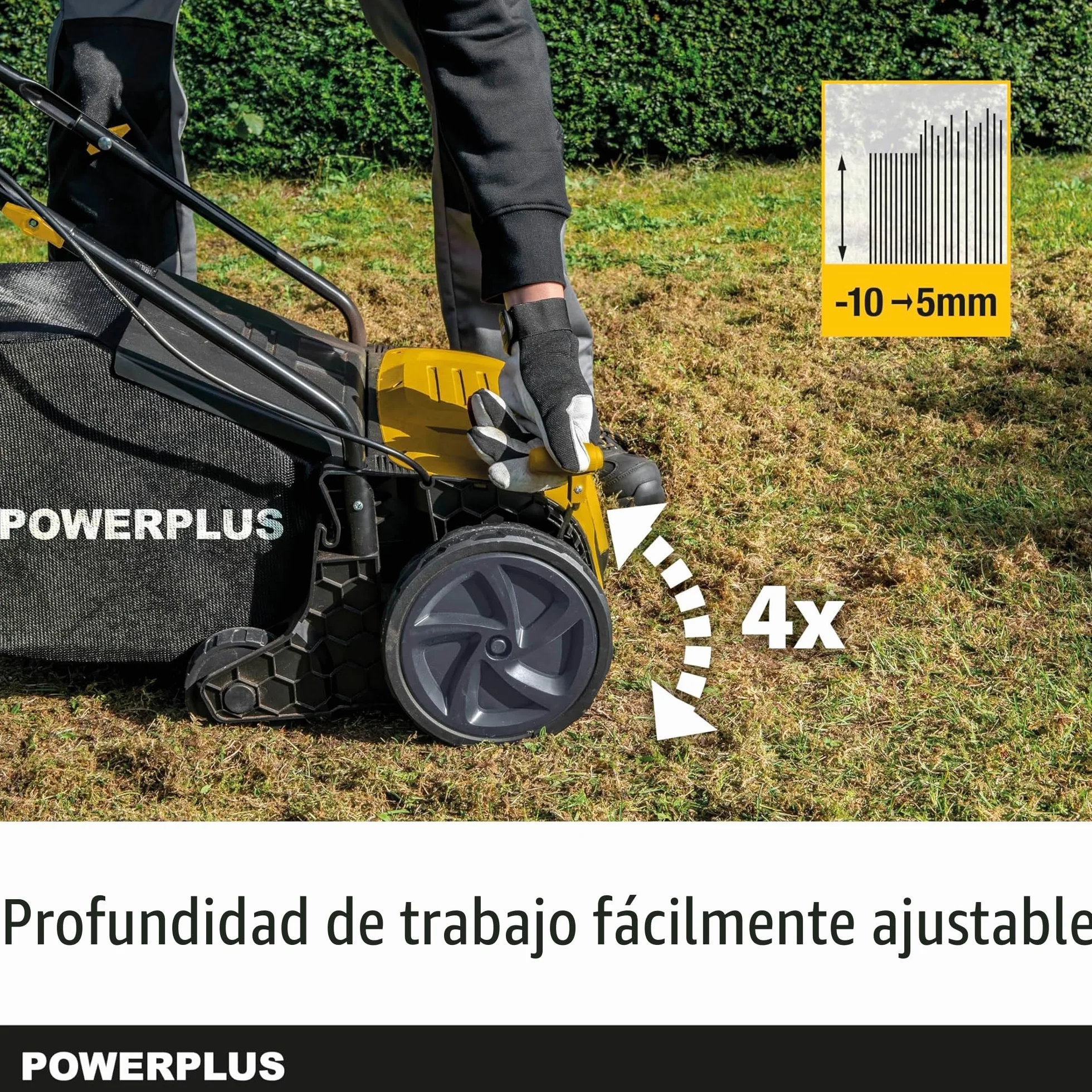 Powerplus Escarificador Eléctrico POWXG75130 - Escarificadores Eléctricos para Césped de 1300W con Ancho de Corte de 320mm - Aireador de Césped para Jardín